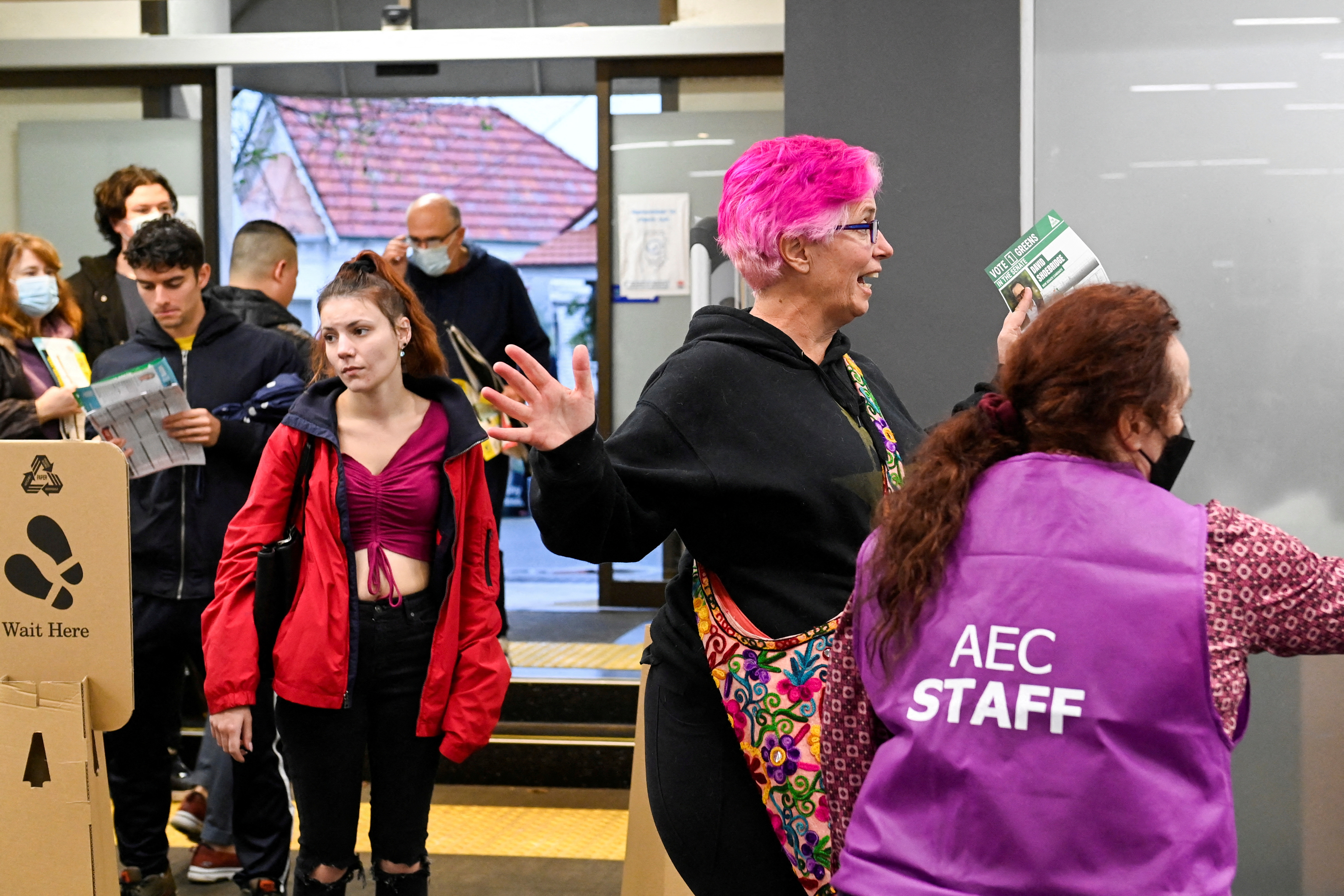 A scene at a polling station on Australian national election day in Sydney