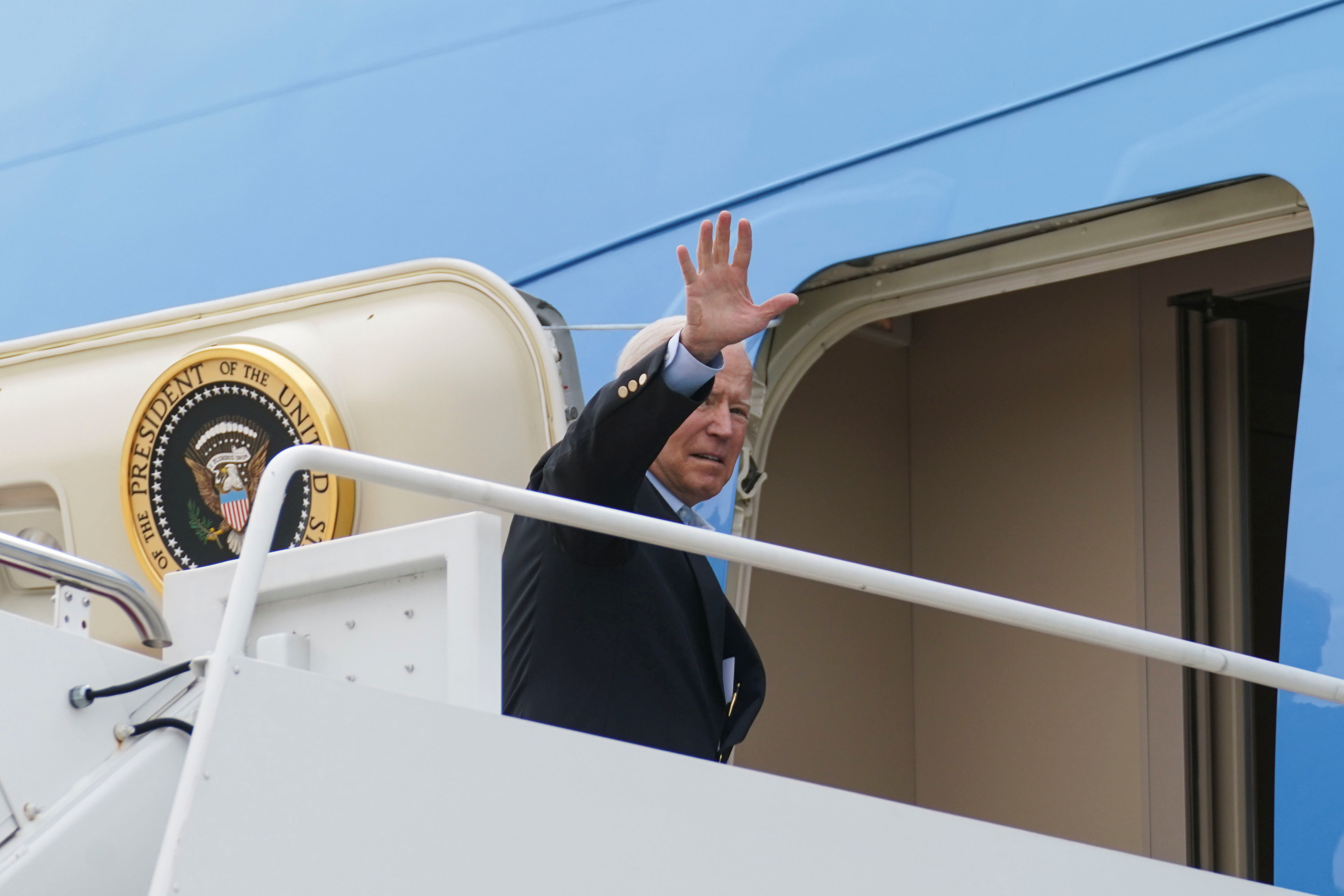 U.S. President Biden departs Washington on travel to England from Joint Base Andrews, Maryland