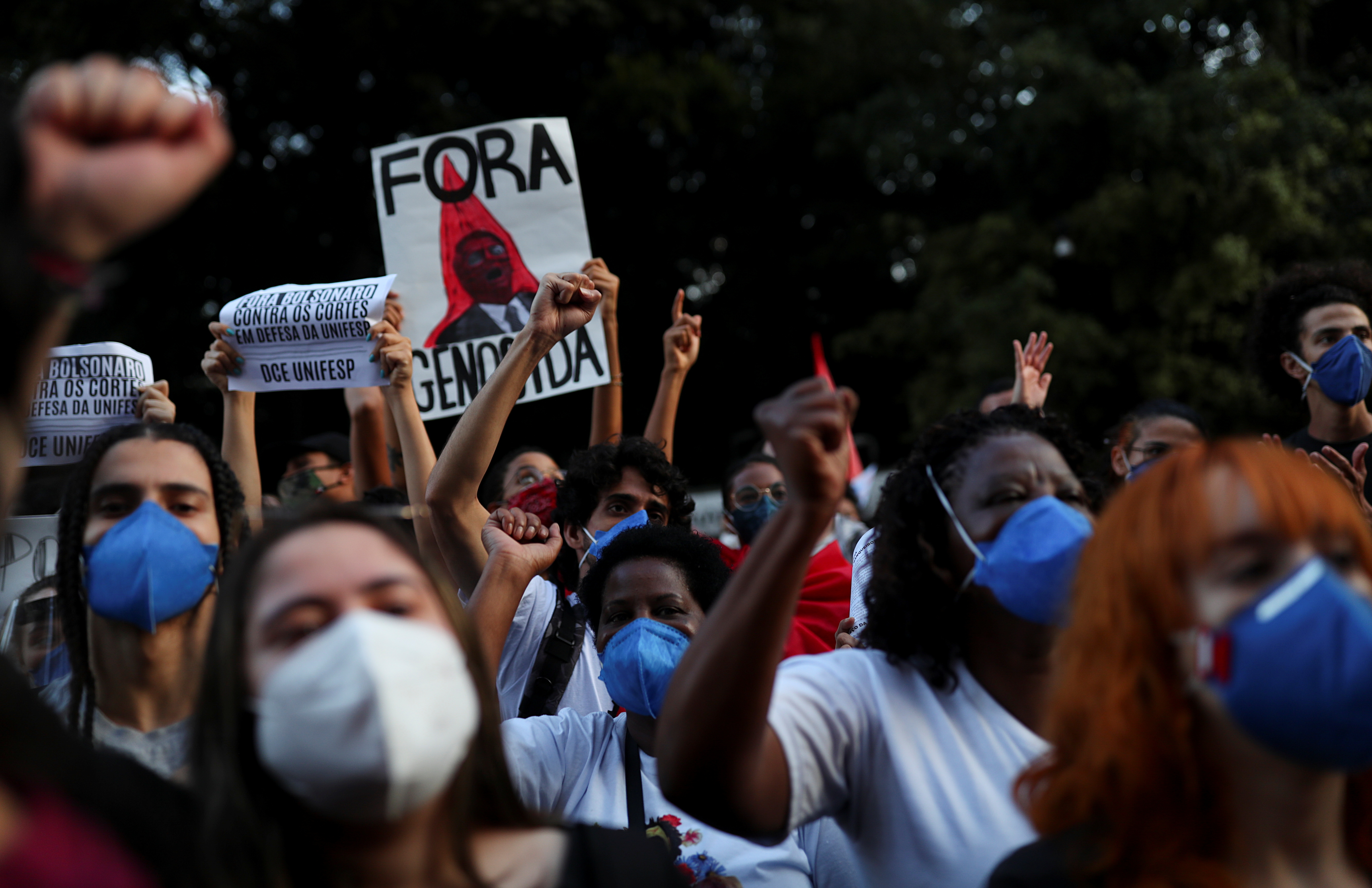 Protest against Brazil's President Bolsonaro, in Sao Paulo