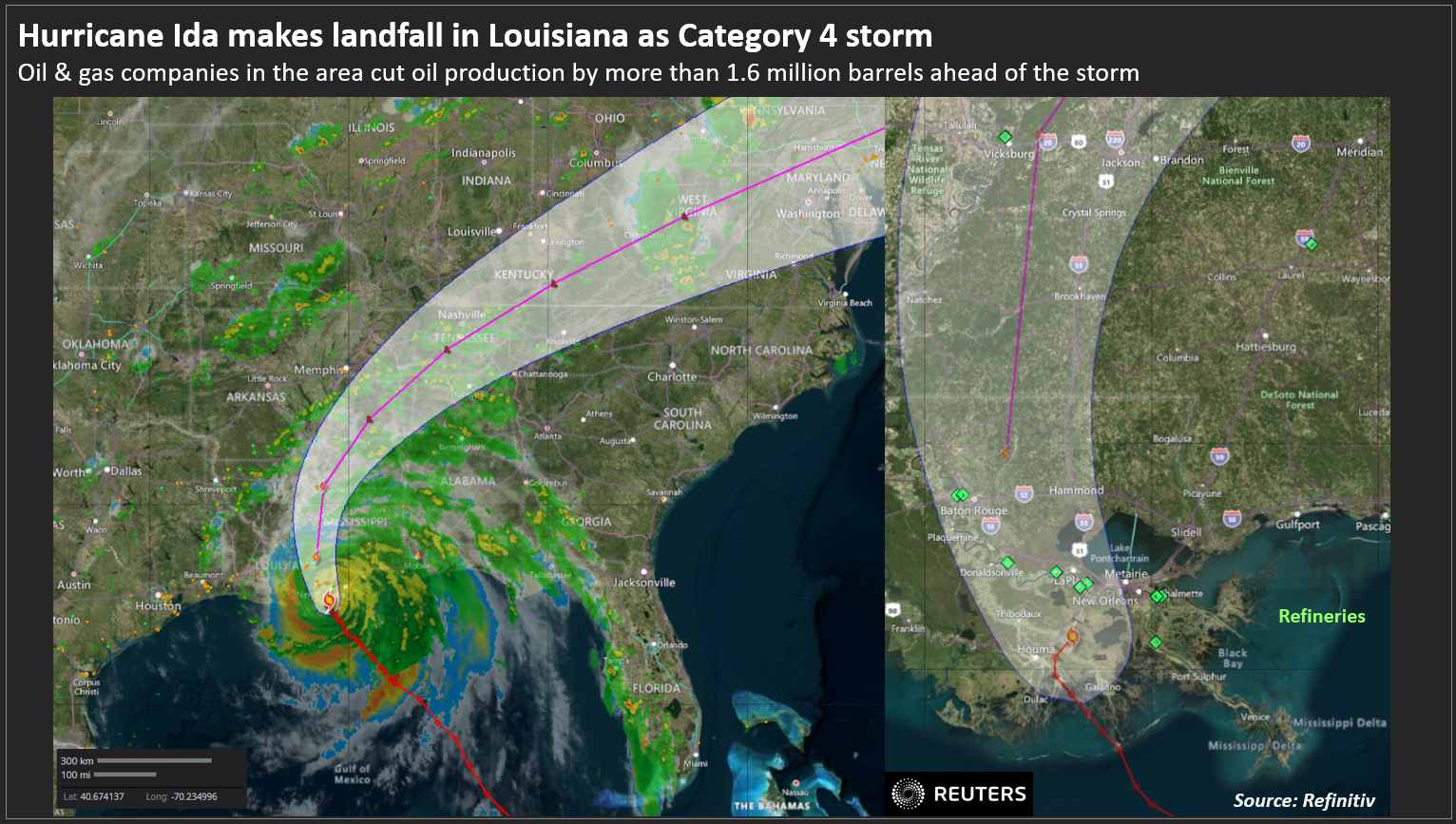 Hurricane Ida makes landfall in Louisiana as Category 4 storm