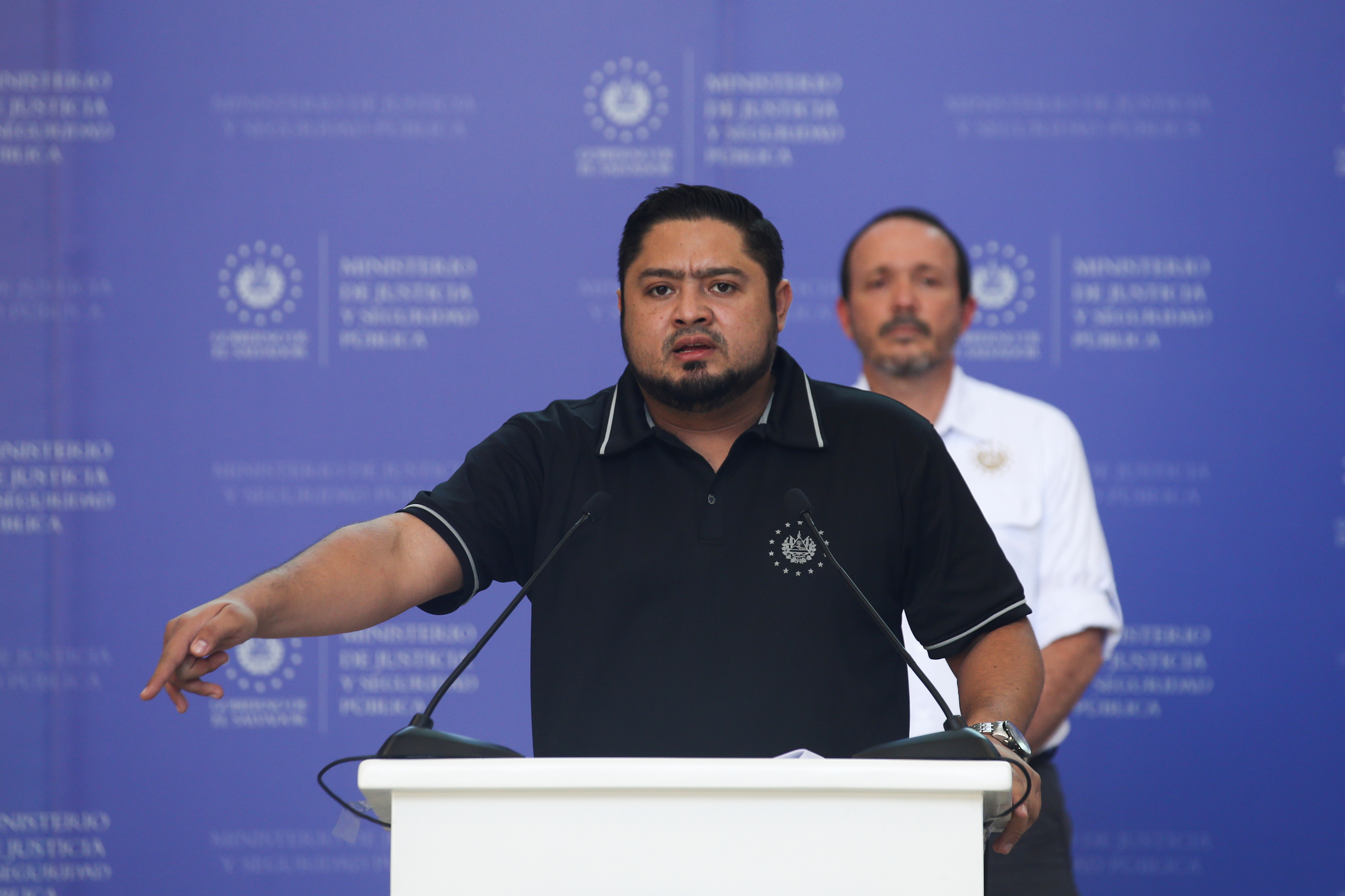 Chief of the Salvadoran Penal System and Vice Minister of Justice and Public Security Osiris Luna Meza speaks during the inauguration of the new cell area, in Ayutuxtepeque