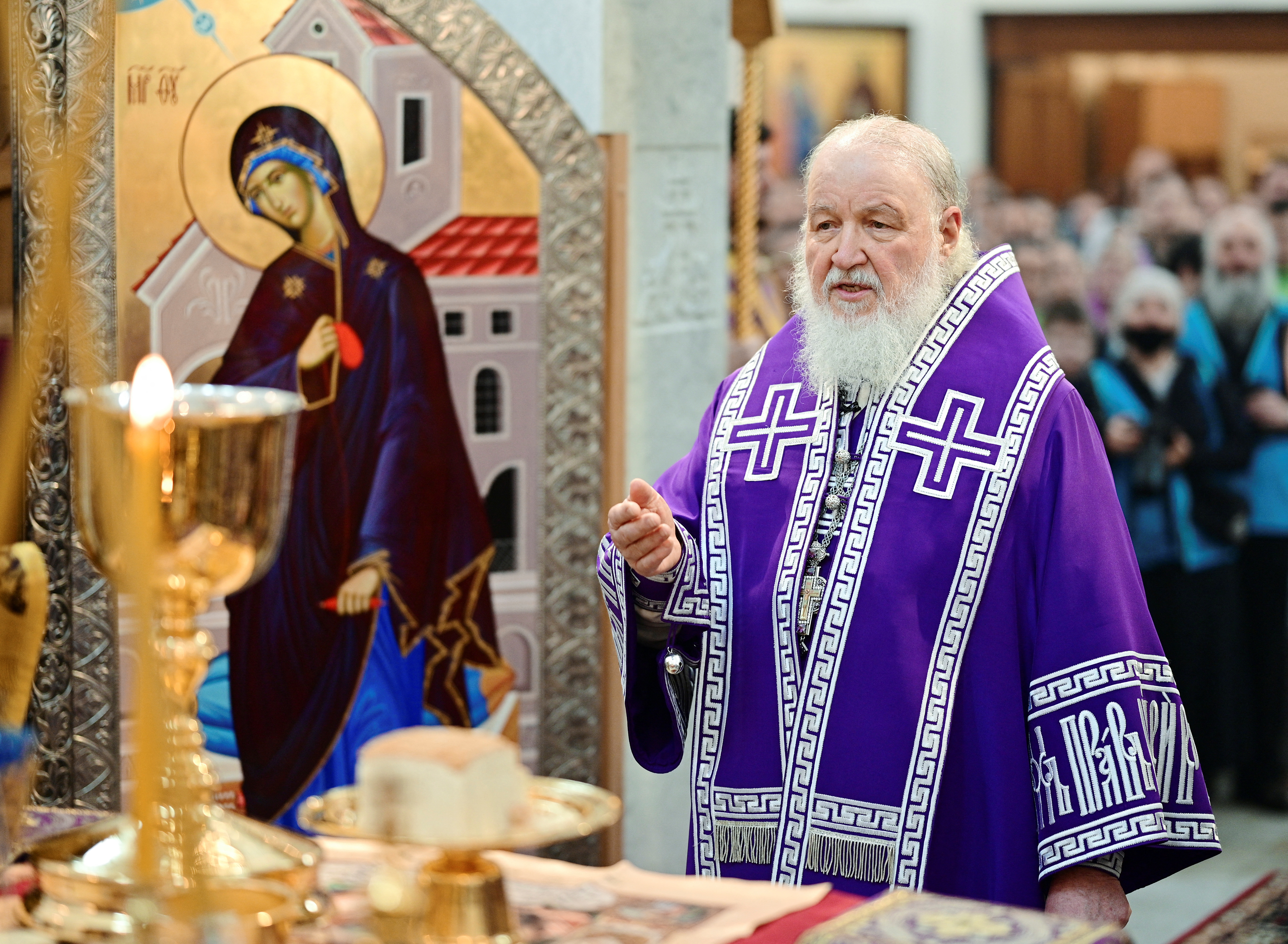 Patriarch Kirill of Moscow and All Russia conducts a service in Moscow