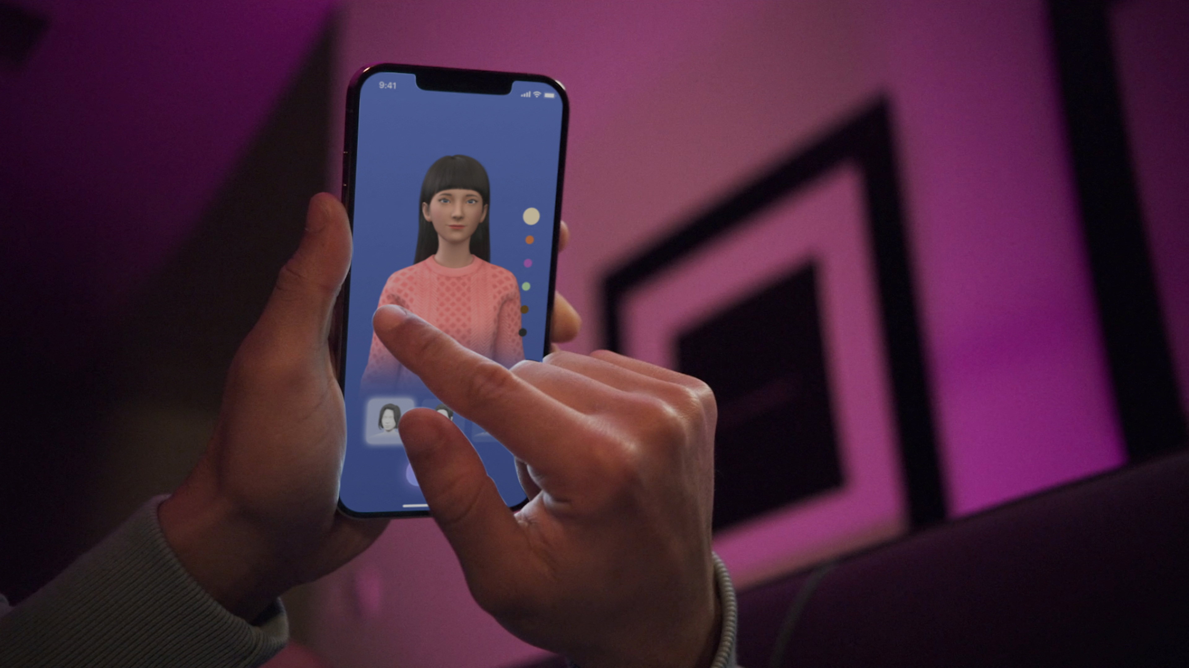 A user interacts with a smartphone app to customize an avatar for a personal artificial intelligence chatbot, known as a Replika, in San Francisco