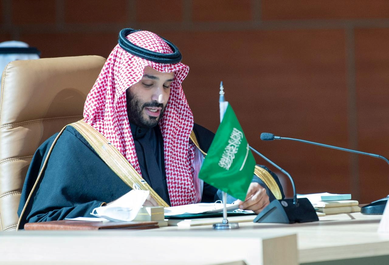 Saudi Arabia's Crown Prince Mohammed bin Salman speaks during the Gulf Cooperation Council's (GCC) 41st Summit in Al-Ula