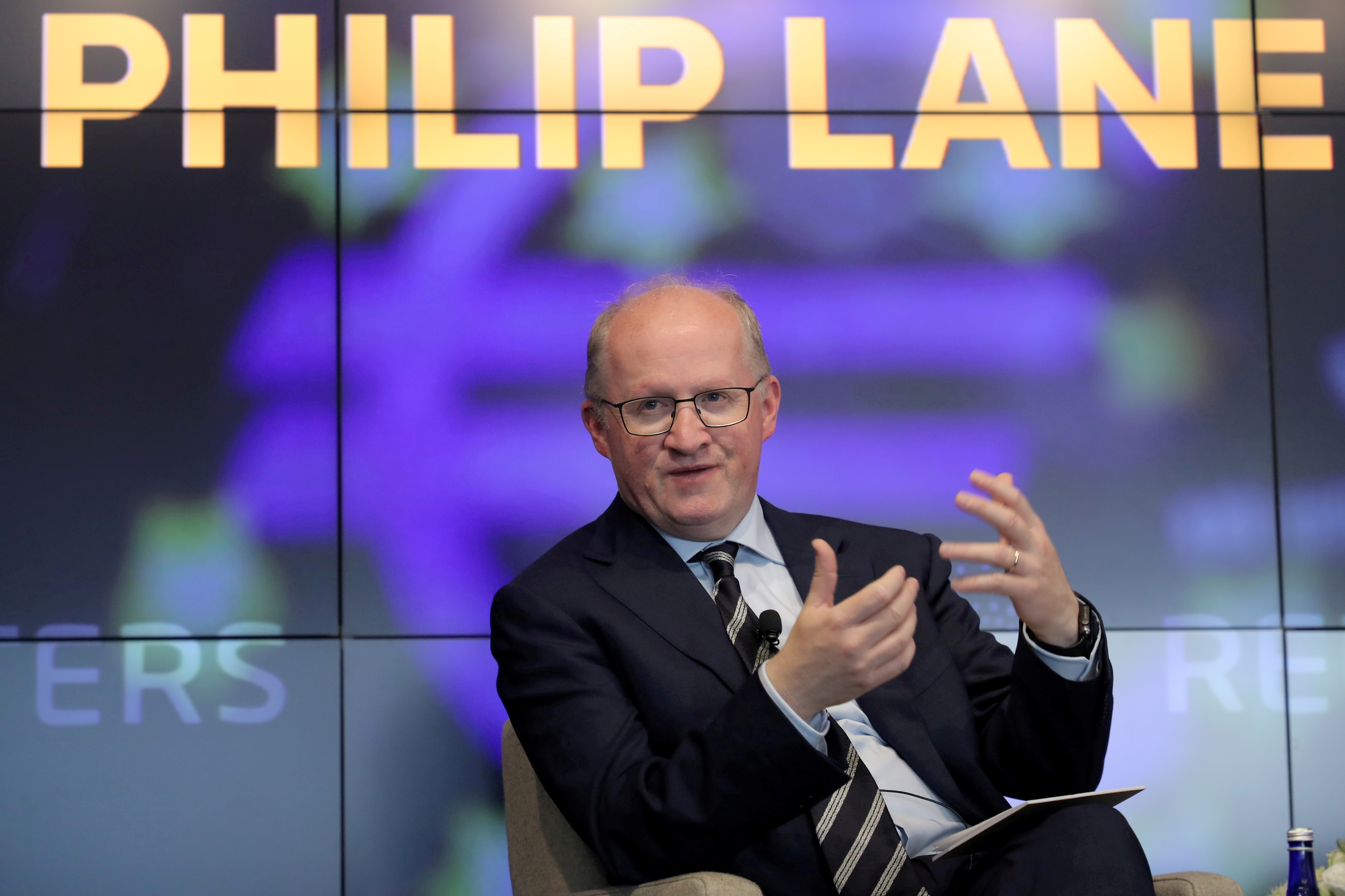 European Central Bank Chief Economist Philip Lane speaks during a Reuters Newsmaker event in New York