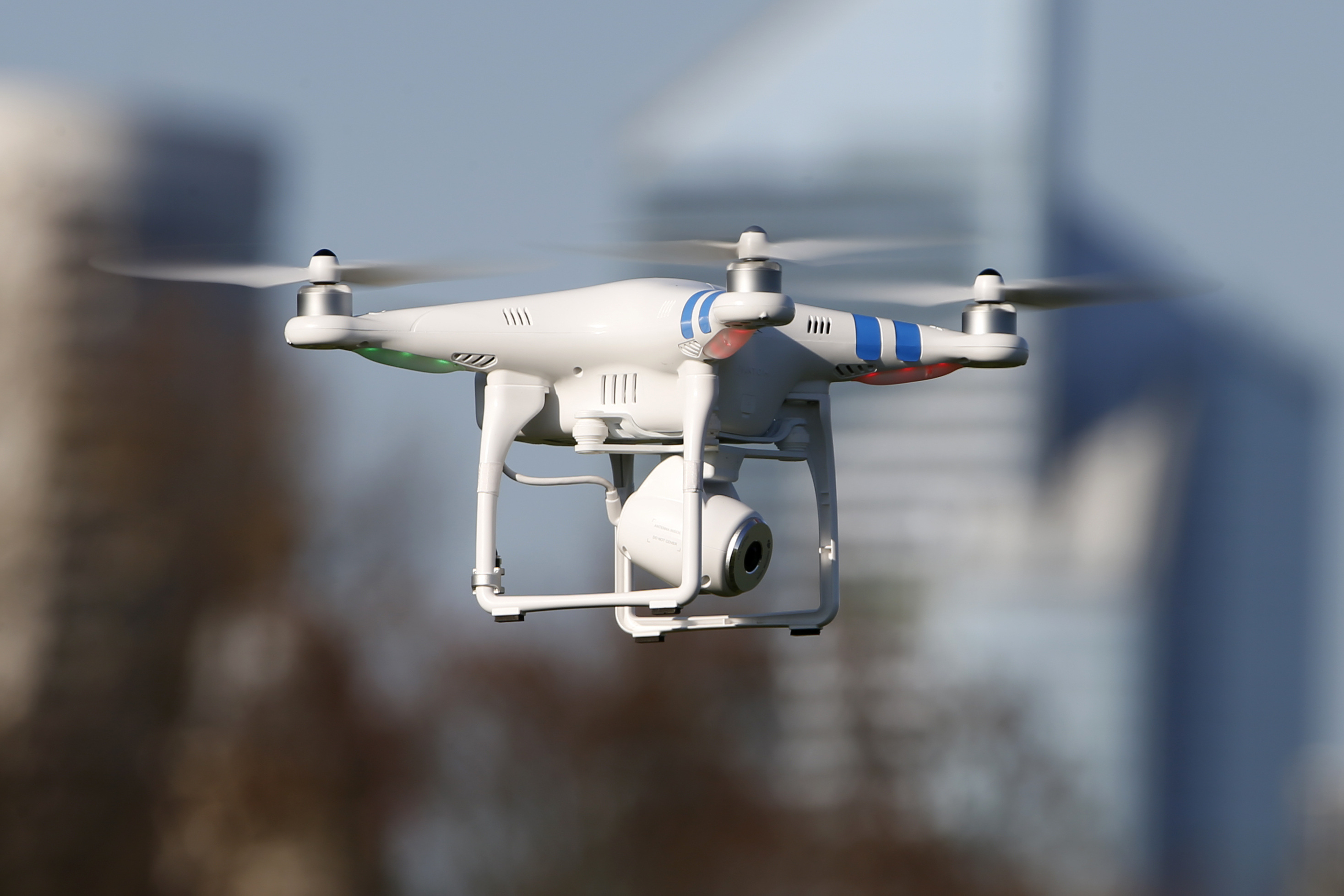 A 'Phantom 2' drone by DJI company flies during the 4th Intergalactic Meeting of Phantom's Pilots in an open secure area in the Bois de Boulogne, western Paris