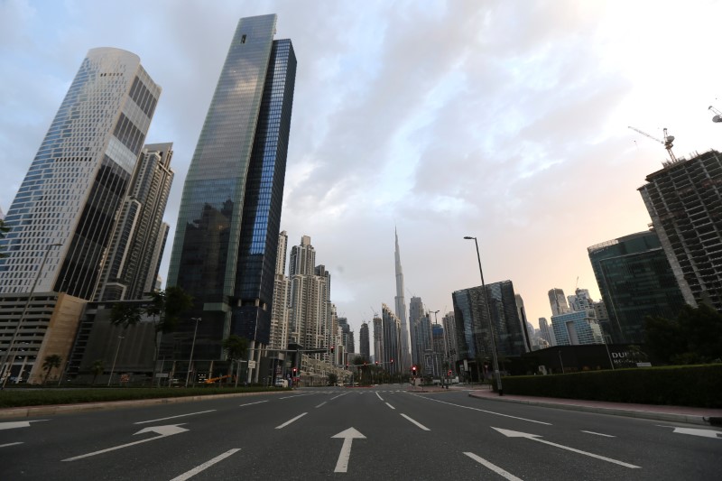 General view of Business Bay area, after a curfew was imposed to prevent the spread of the coronavirus disease (COVID-19), in Dubai