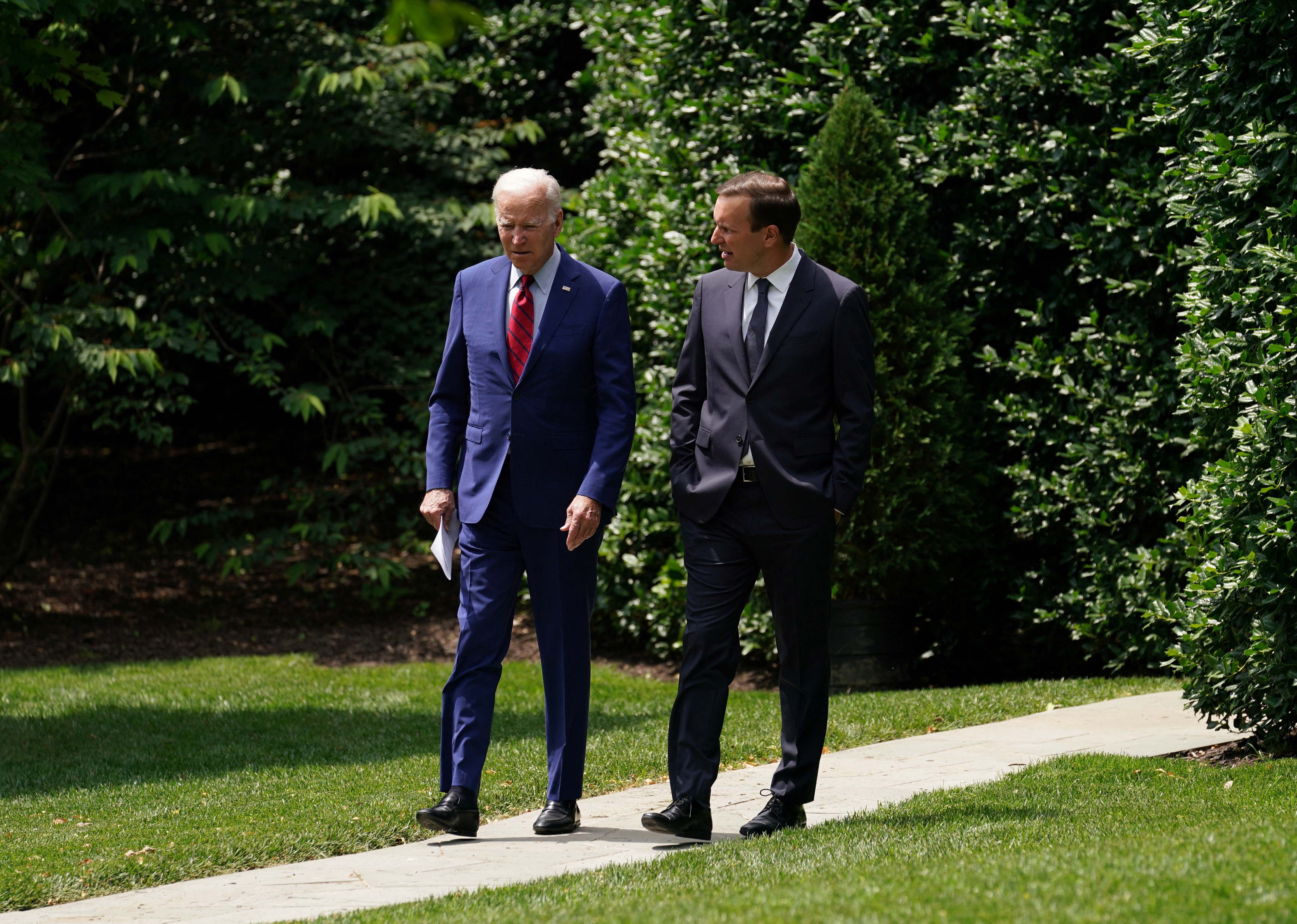 President Biden meets with Senator Chris Murphy to discuss gun reform at the White House in Washington