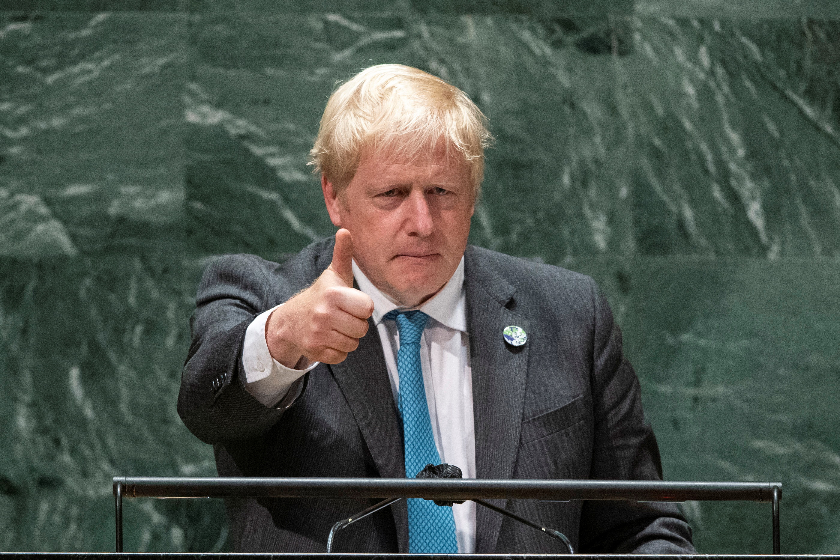British Prime Minister Boris Johnson addresses the 76th Session of the U.N. General Assembly in New York City