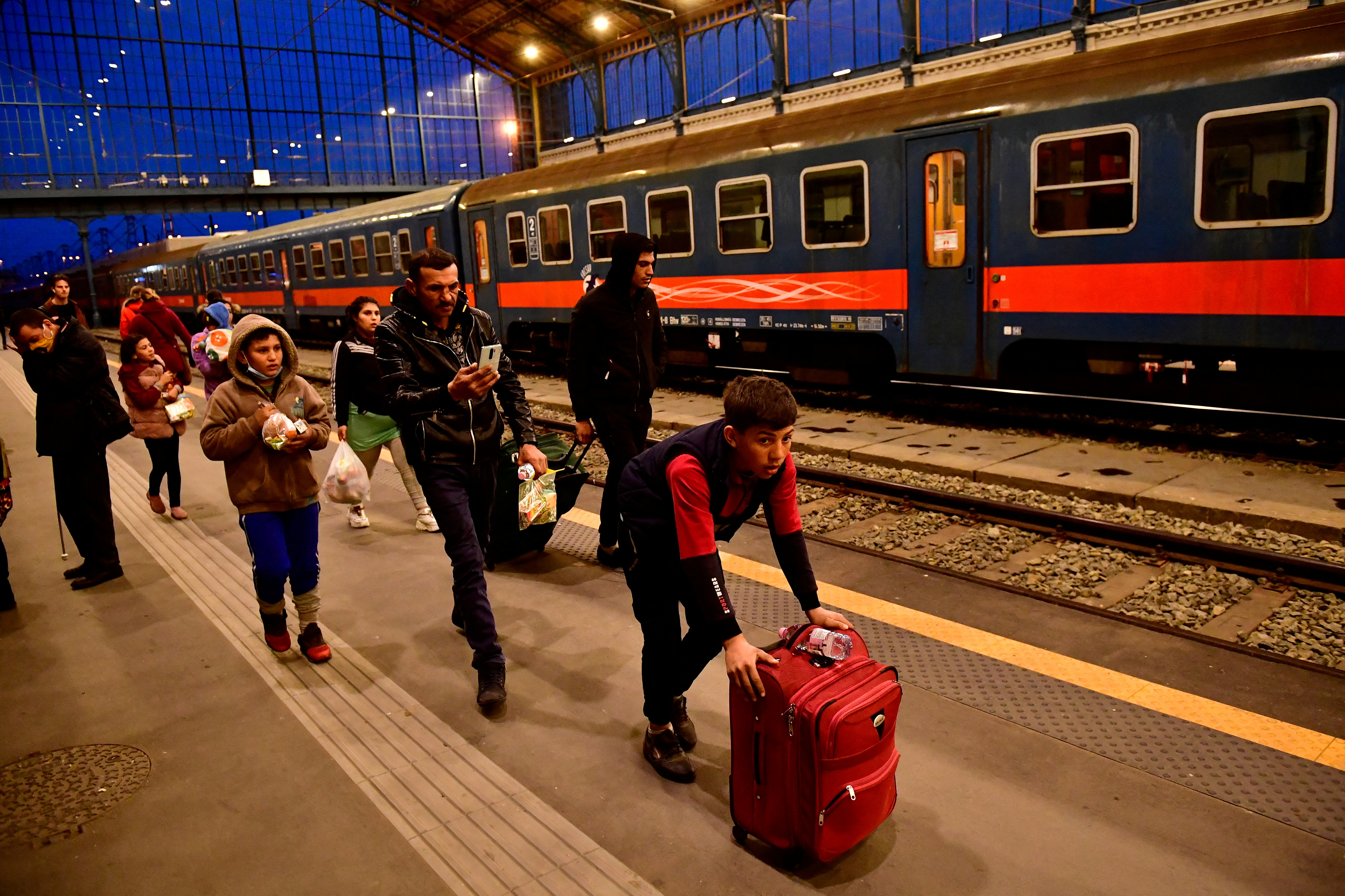 Refugees fleeing from Ukraine arrive at Nyugati station