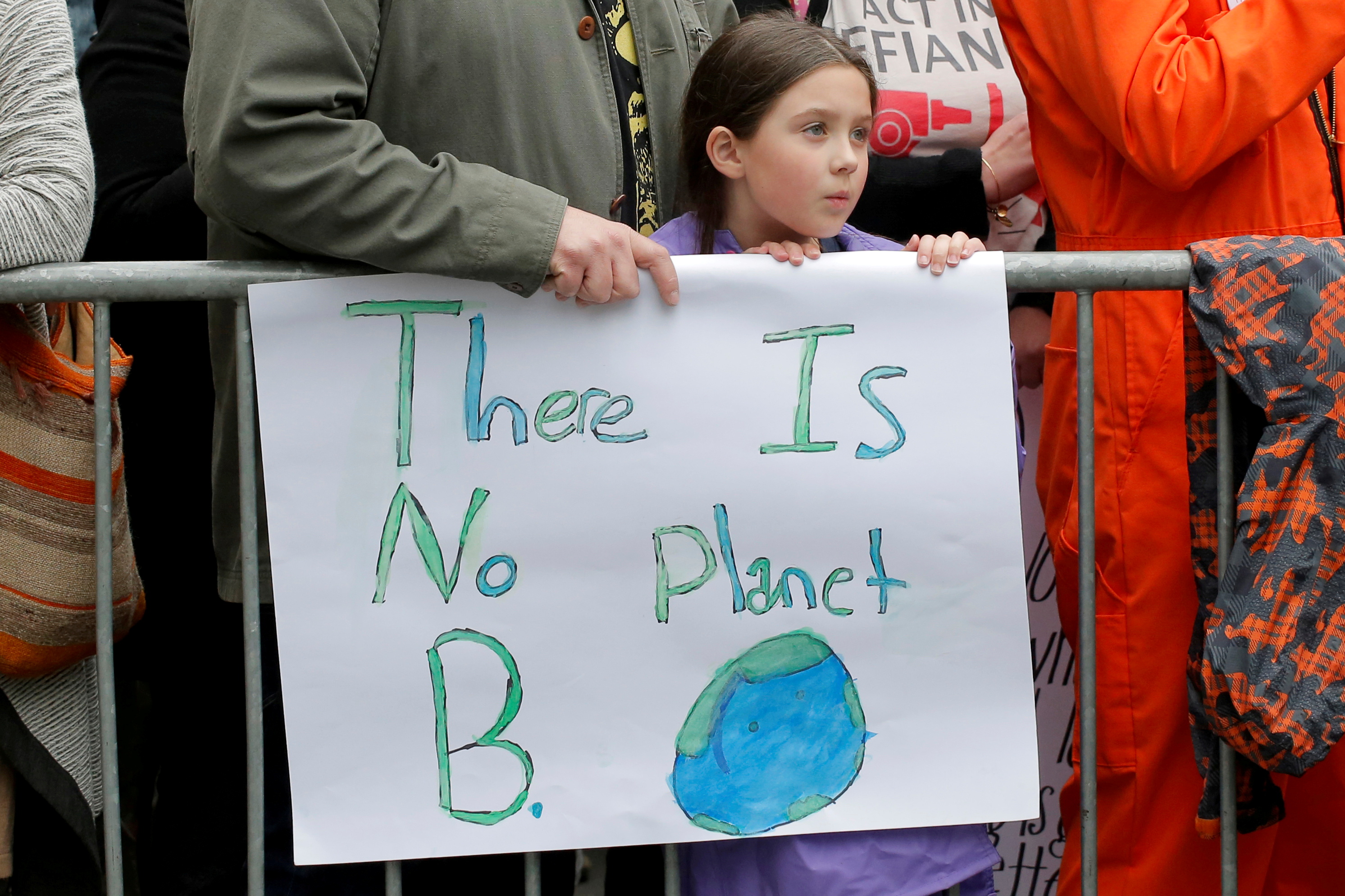 Protesters line Central Park West during the Earth Day 'March For Science NYC' demonstration to coincide with similar marches globally in Manhattan, New York, U.S.