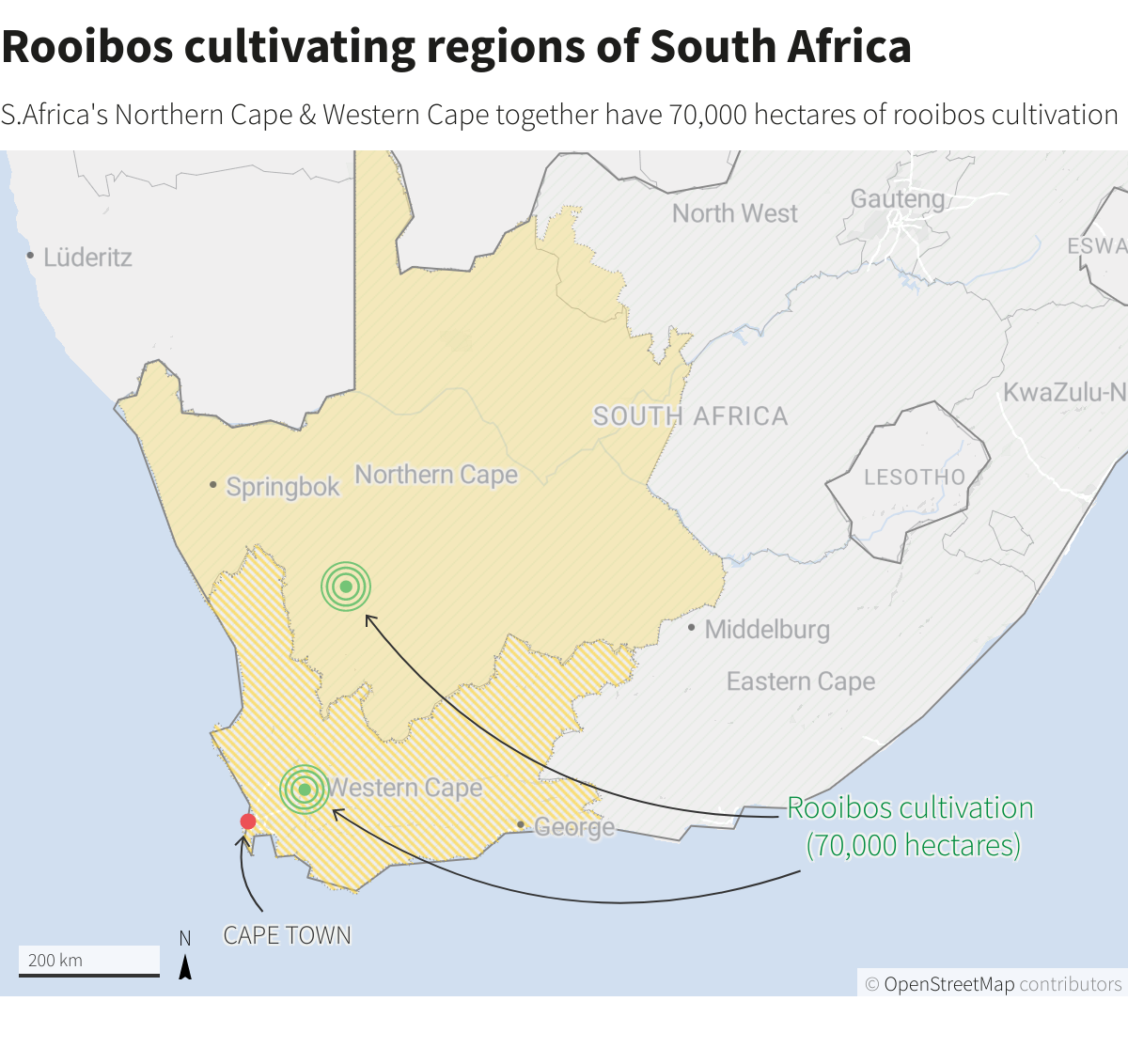 Rooibos cultivating regions of South Africa