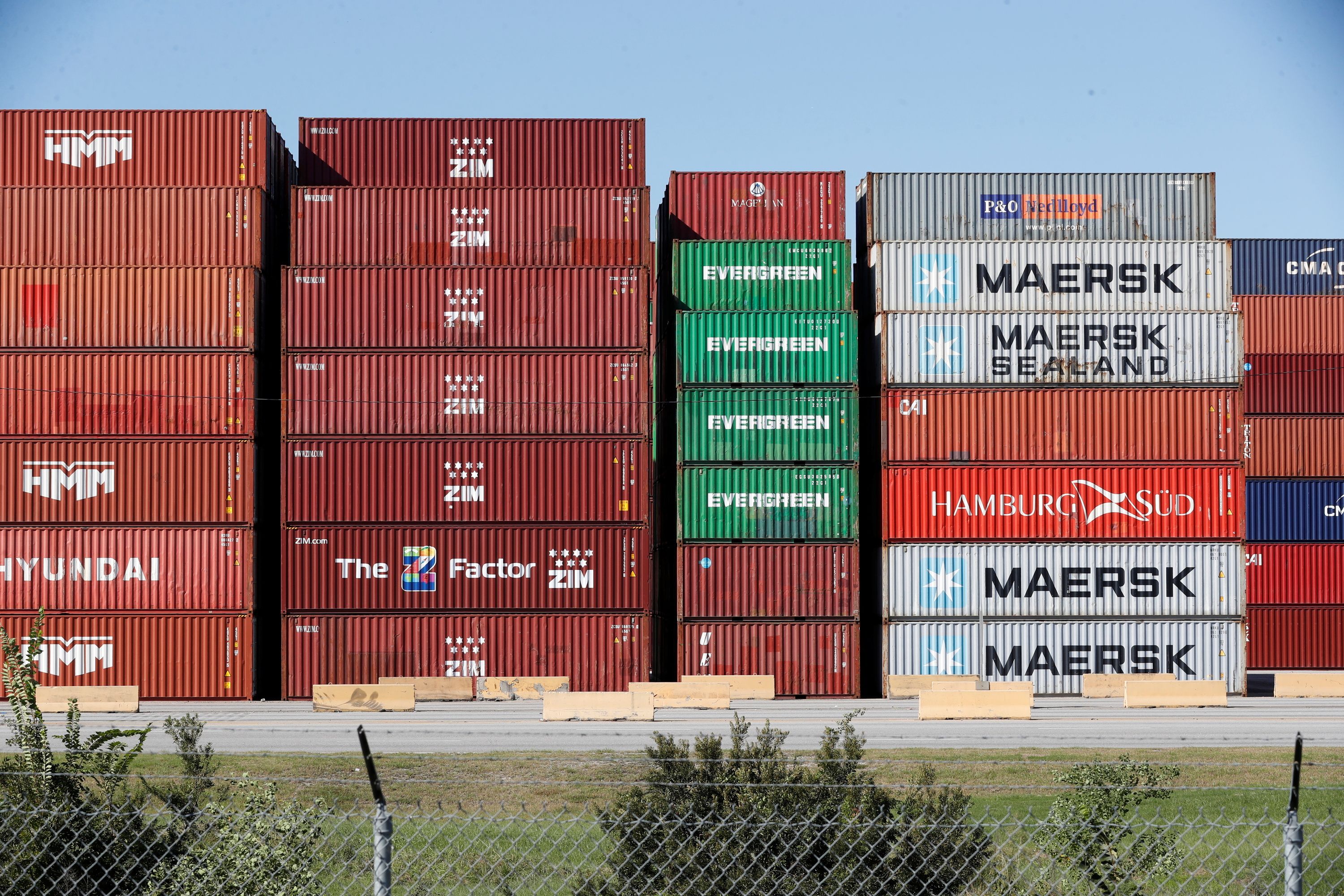 Containers are stored at the Port of Savannah