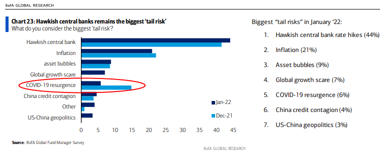Bank of America chart on fund managers' top tail risks