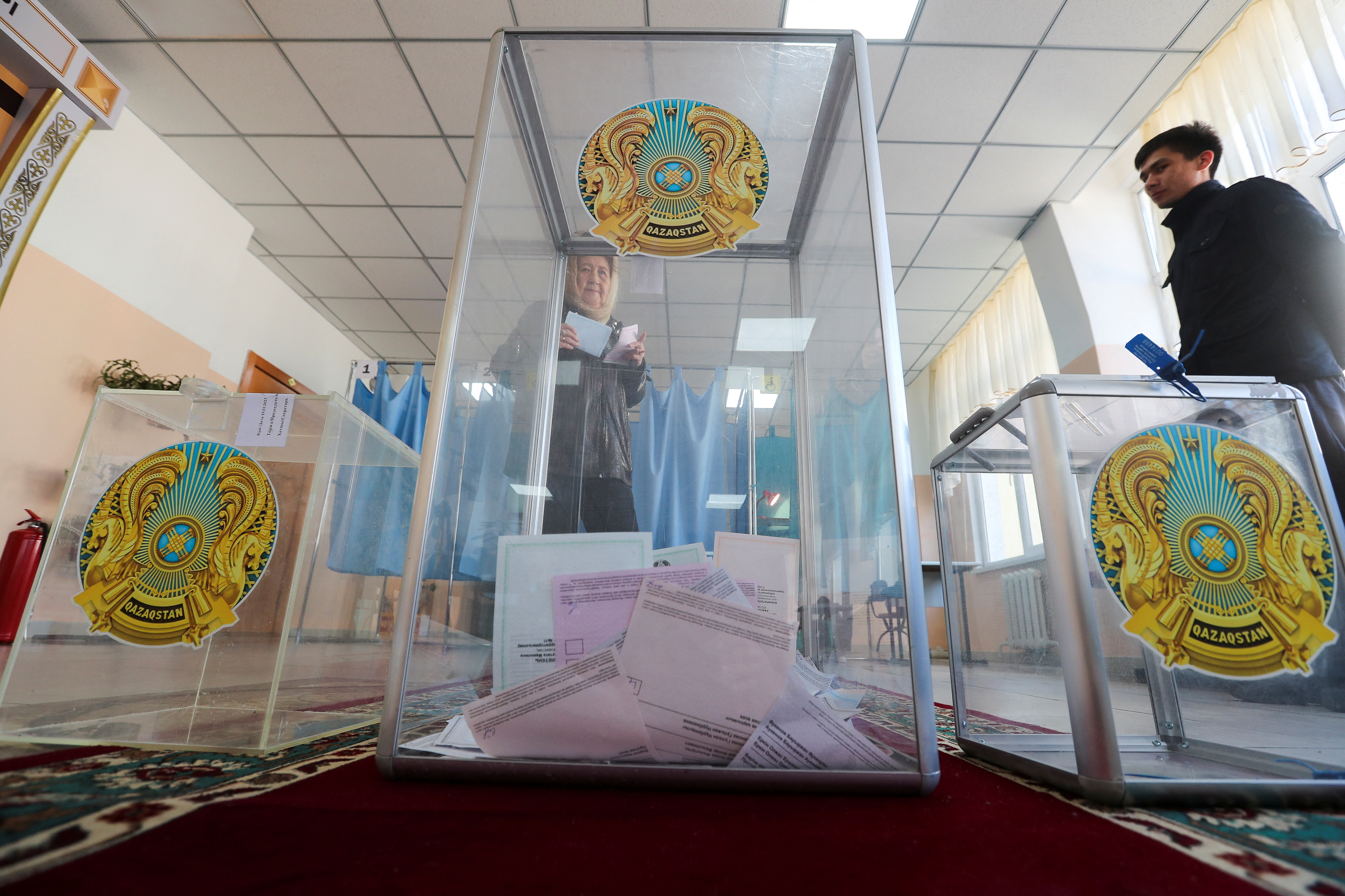 People vote during Kazakhstan's parliamentary election