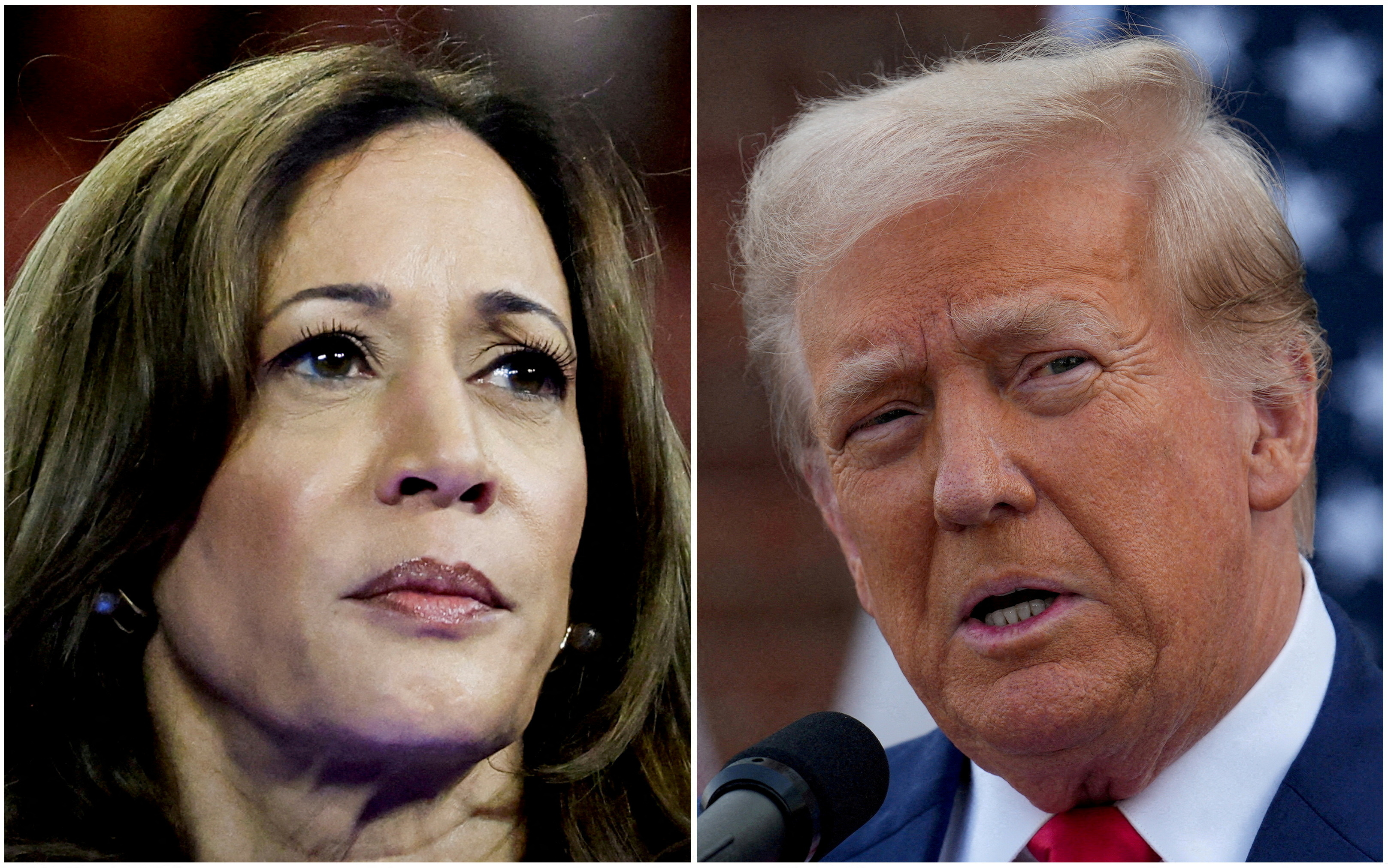 U.S. Vice President Kamala Harris and former U.S. President Donald Trump in combo photograph