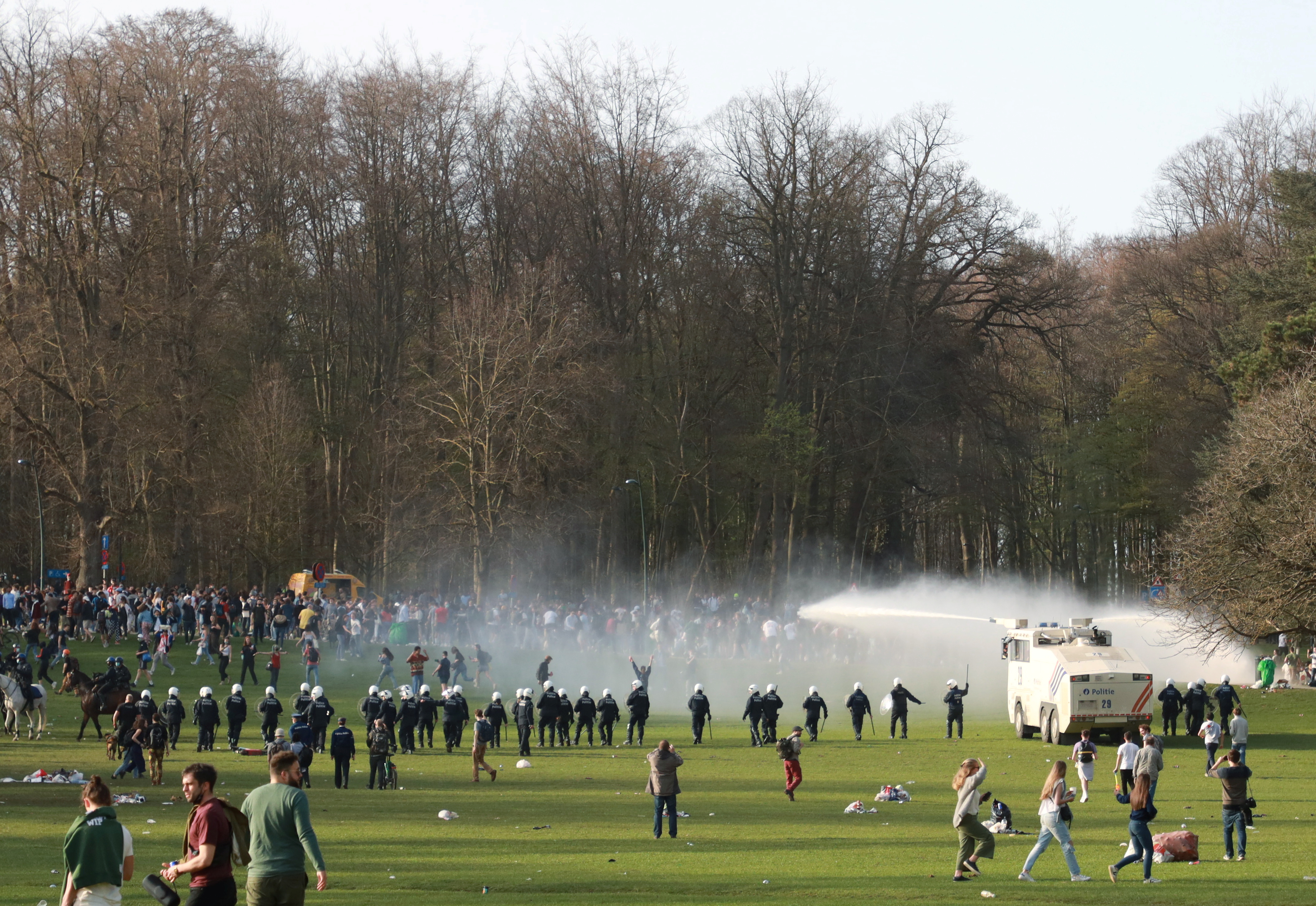 Police disperse young people at Belgian April Fool party