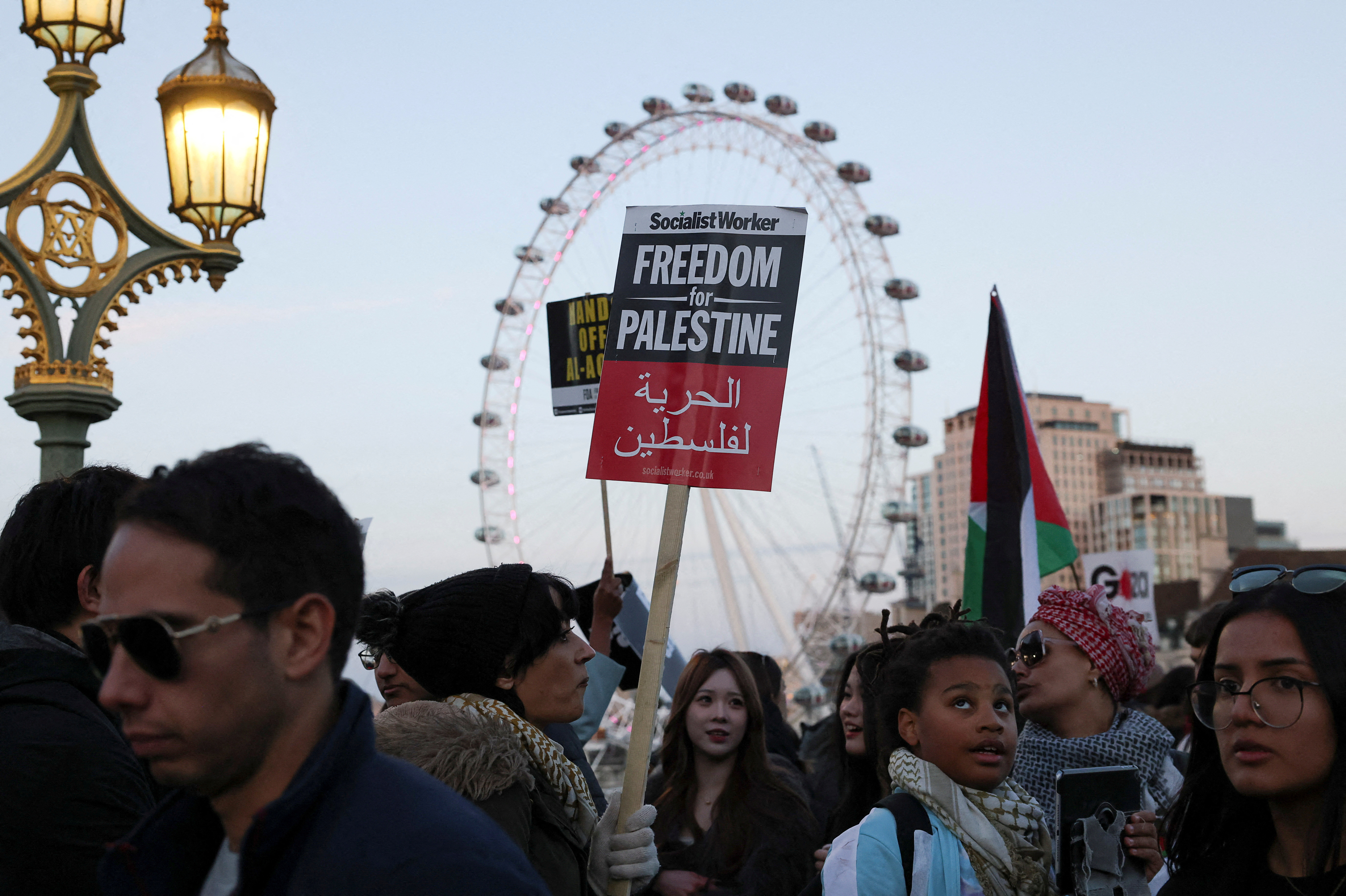 Protest in solidarity with Palestinians in Gaza, in London