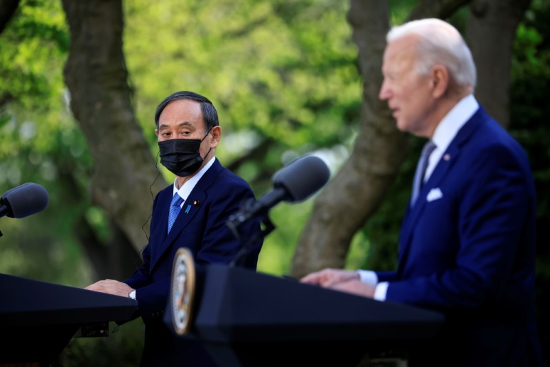 U.S. President Biden jolds joint news conference with Japan's Prime Minister Suga at the White House in Washington