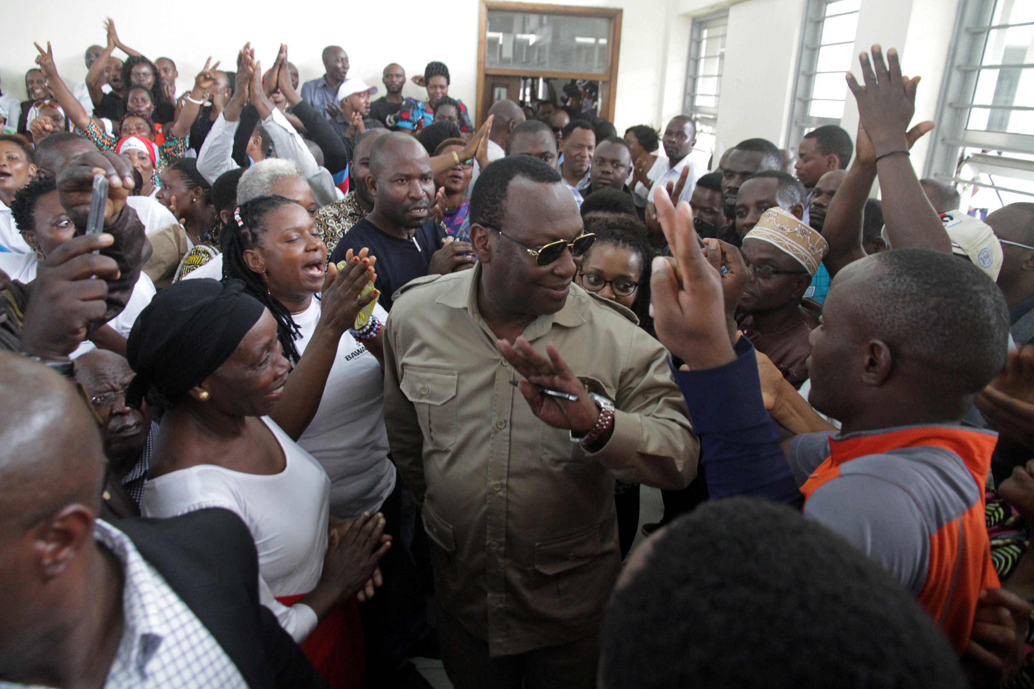 Freeman Mbowe, chairman of Chadema, Tanzanian main opposition party arrives at Kisutu Magistrate Court in Dar es Salaam