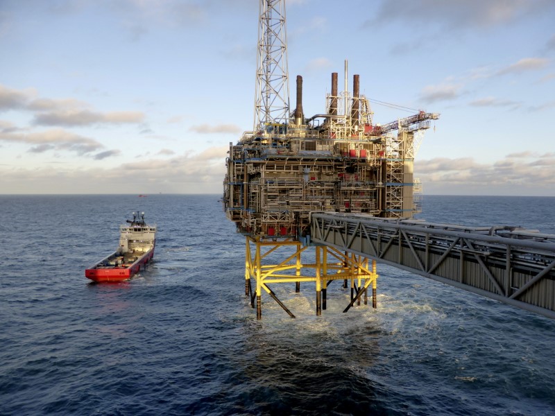 Oil and gas company Statoil gas processing and CO2 removal platform Sleipner T is pictured in the offshore near the Stavanger