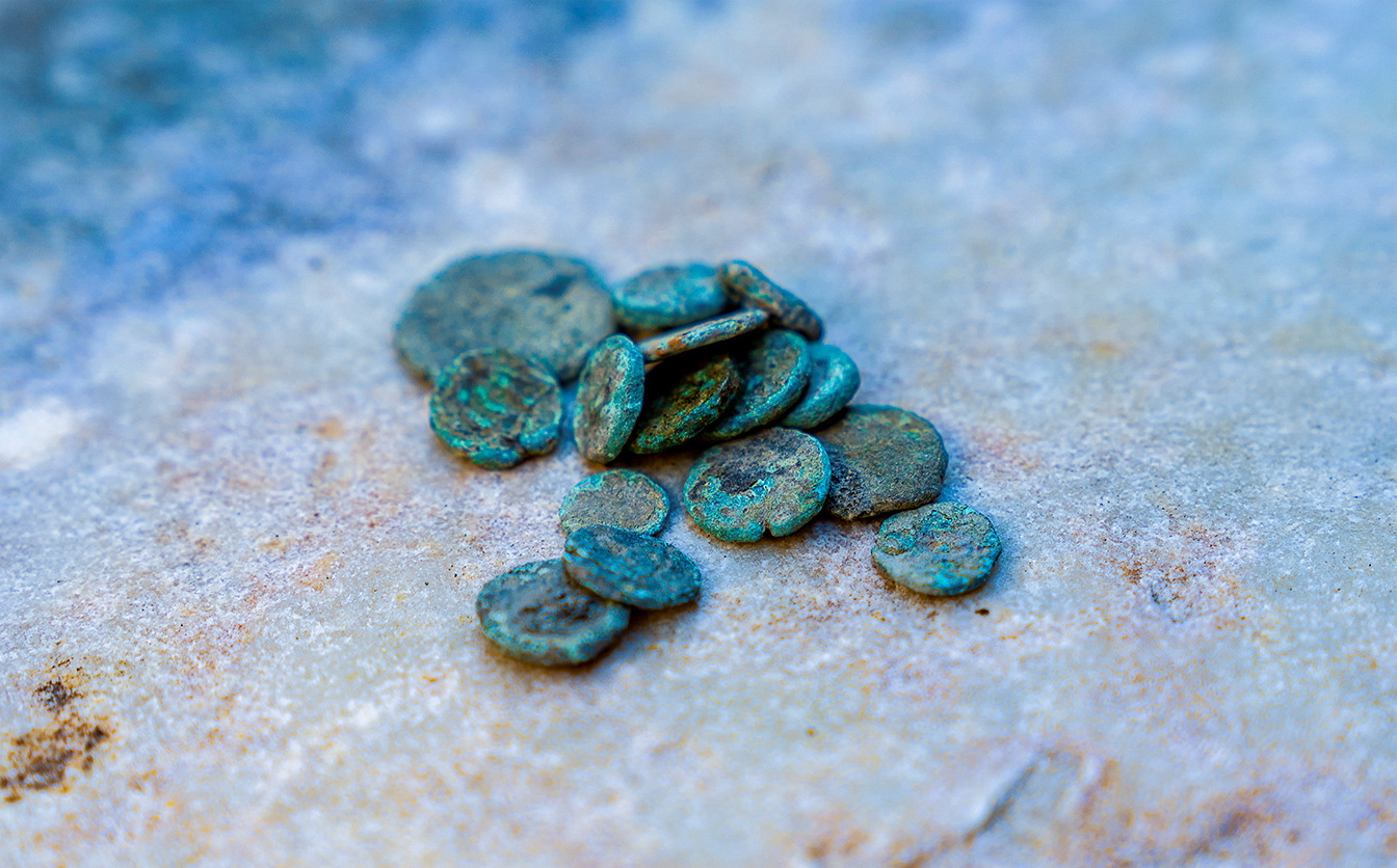 A handout image of excavations, looking for the "first mile" of the Appian Way, in Rome