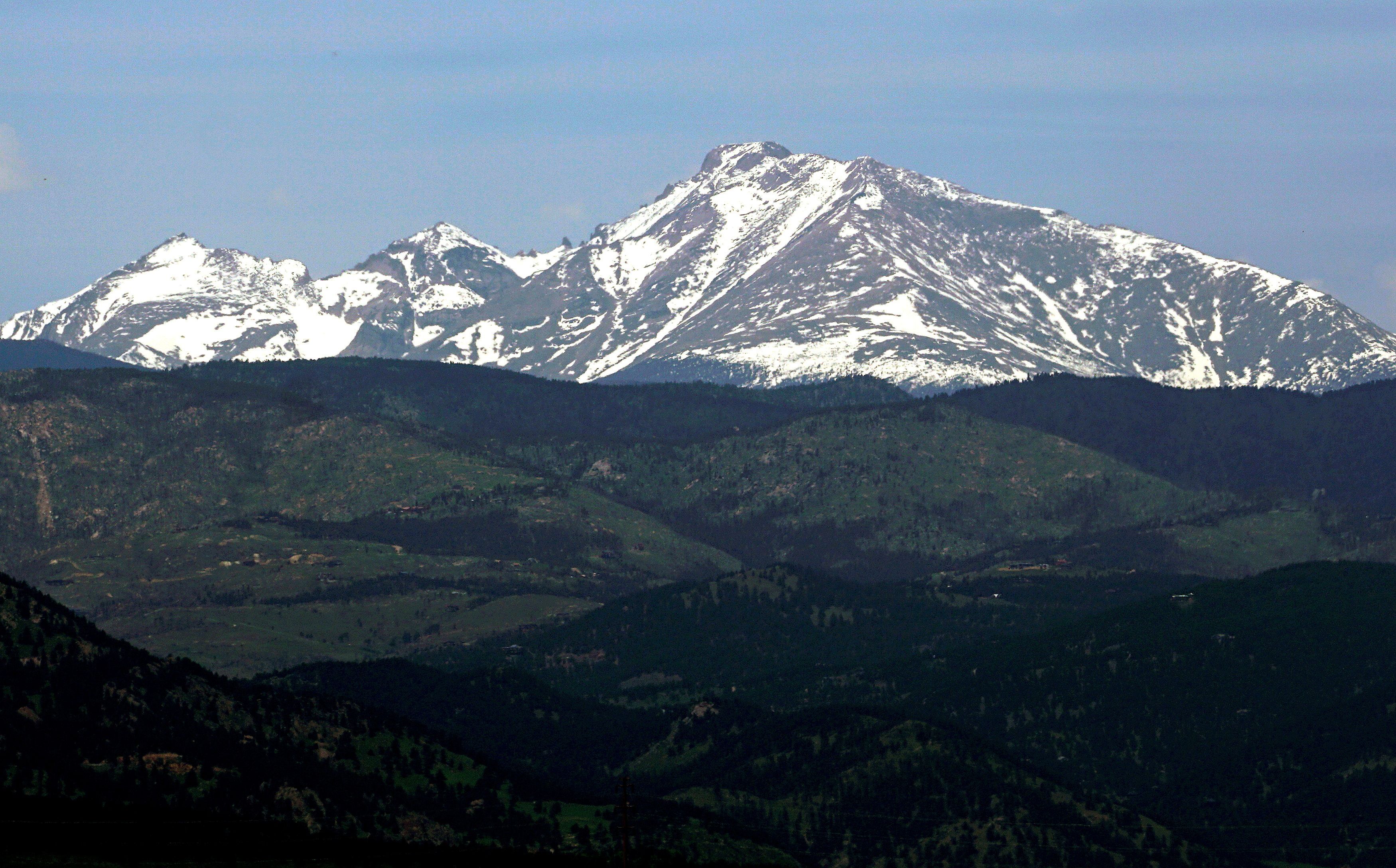 Long's Peak in Rocky Mountain National Park is seen from Boulder
