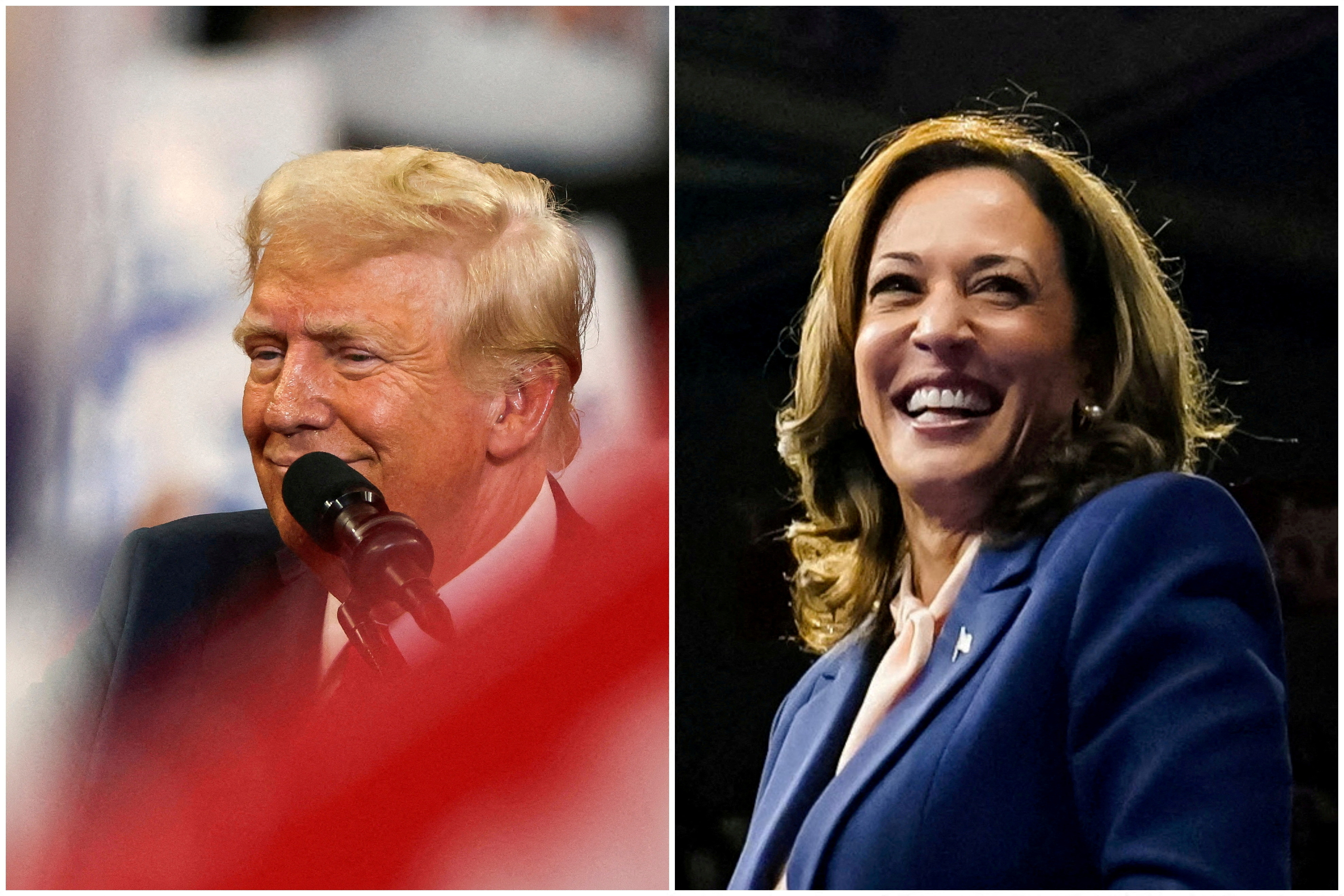 FILE PHOTO: A combination picture shows Republican presidential nominee and former U.S. President Trump and U.S. Vice President and Democratic presidential candidate Harris