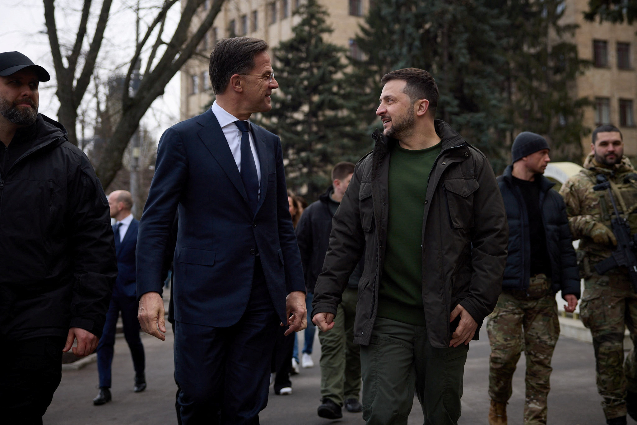 Ukraine's President Zelenskiy and Dutch PM Rutte visit Kharkiv