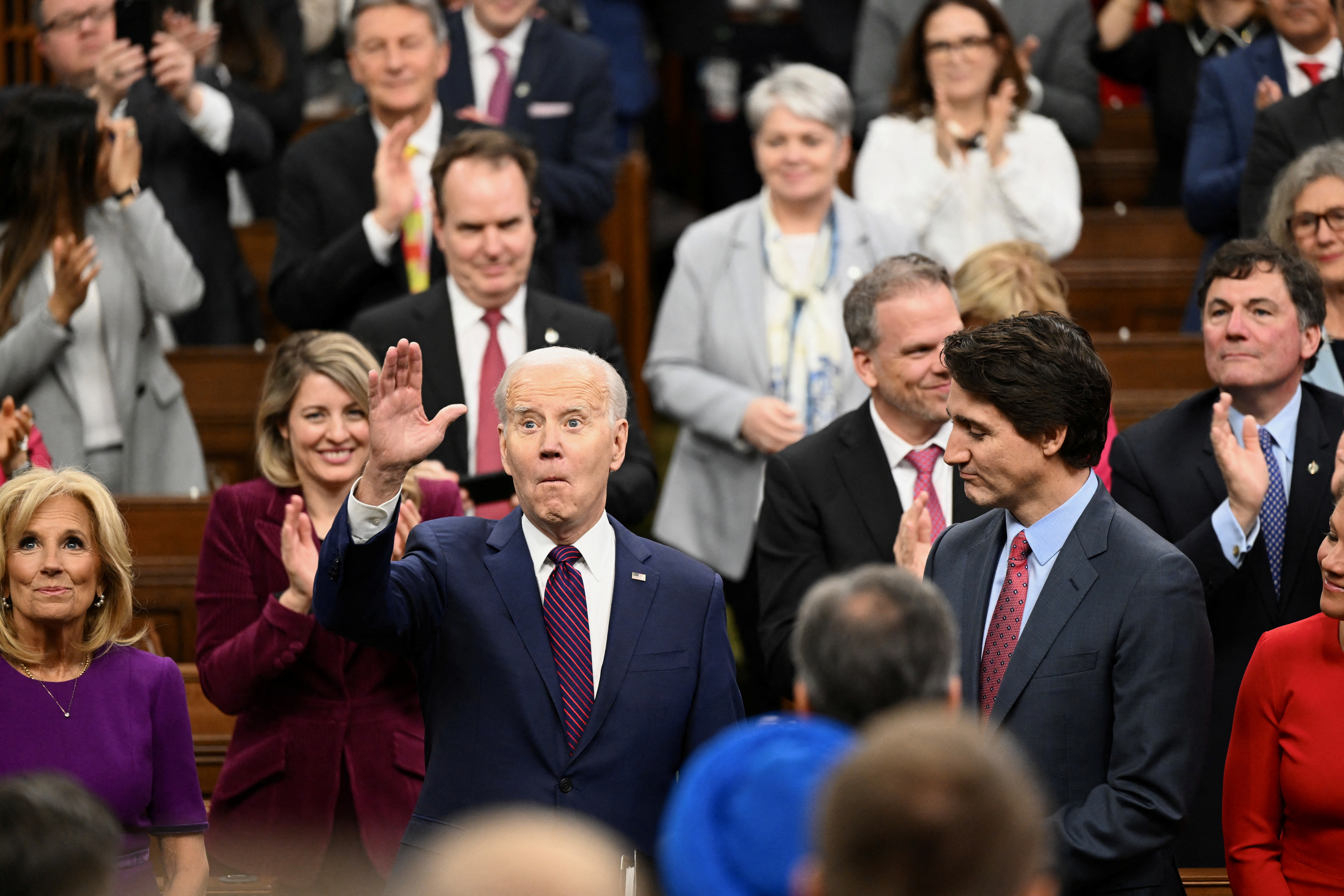 U.S. President Biden and Canadian Prime Minister Trudeau attend an address at the Canadian Parliament, in Ottawa