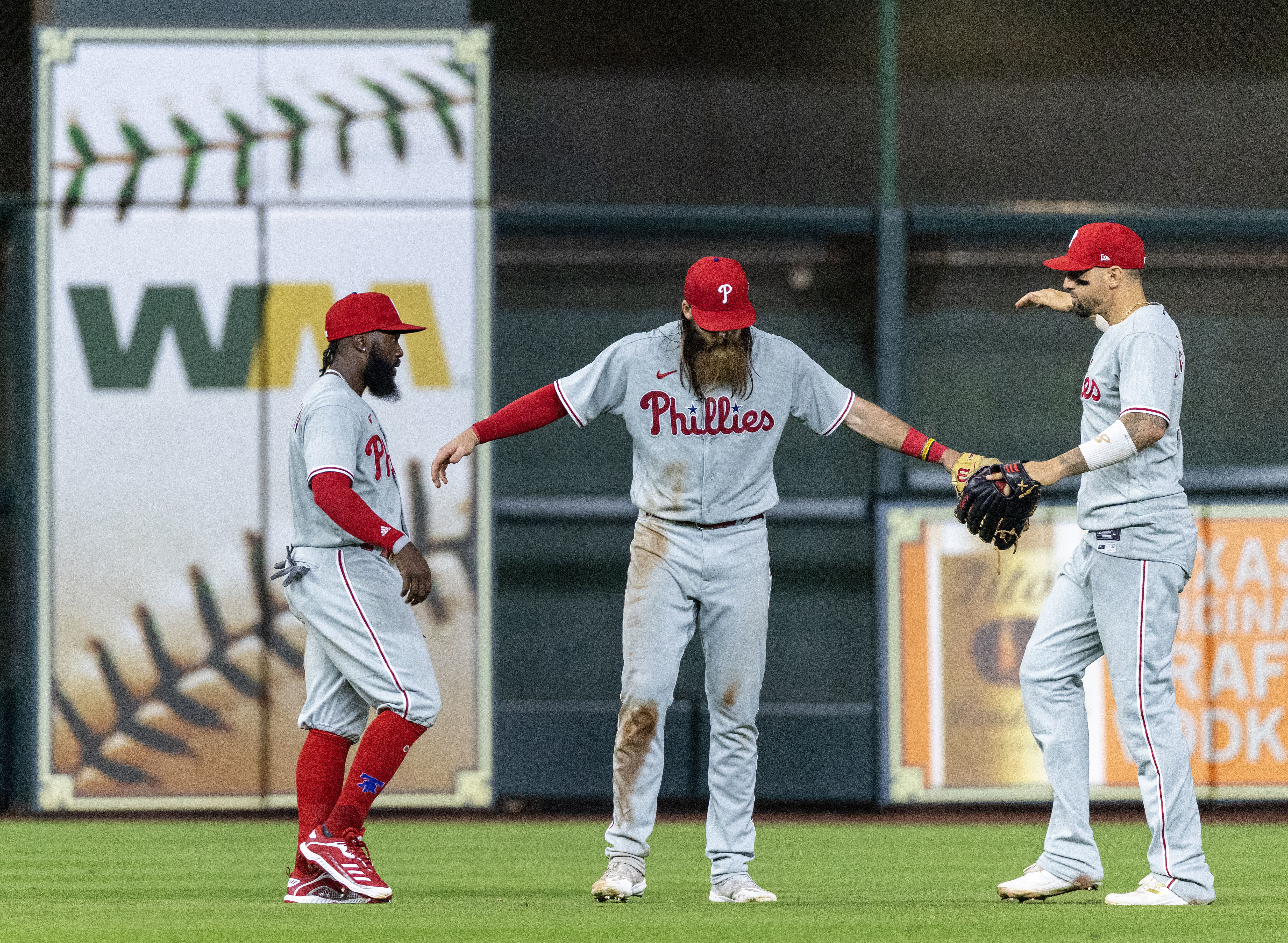 Houston, United States. 28th Apr, 2023. Philadelphia Phillies designated  hitter KYLE SCHWARBER batting in the first inning during the MLB game  between the Philadelphia Phillies and the Houston Astros on Friday, April