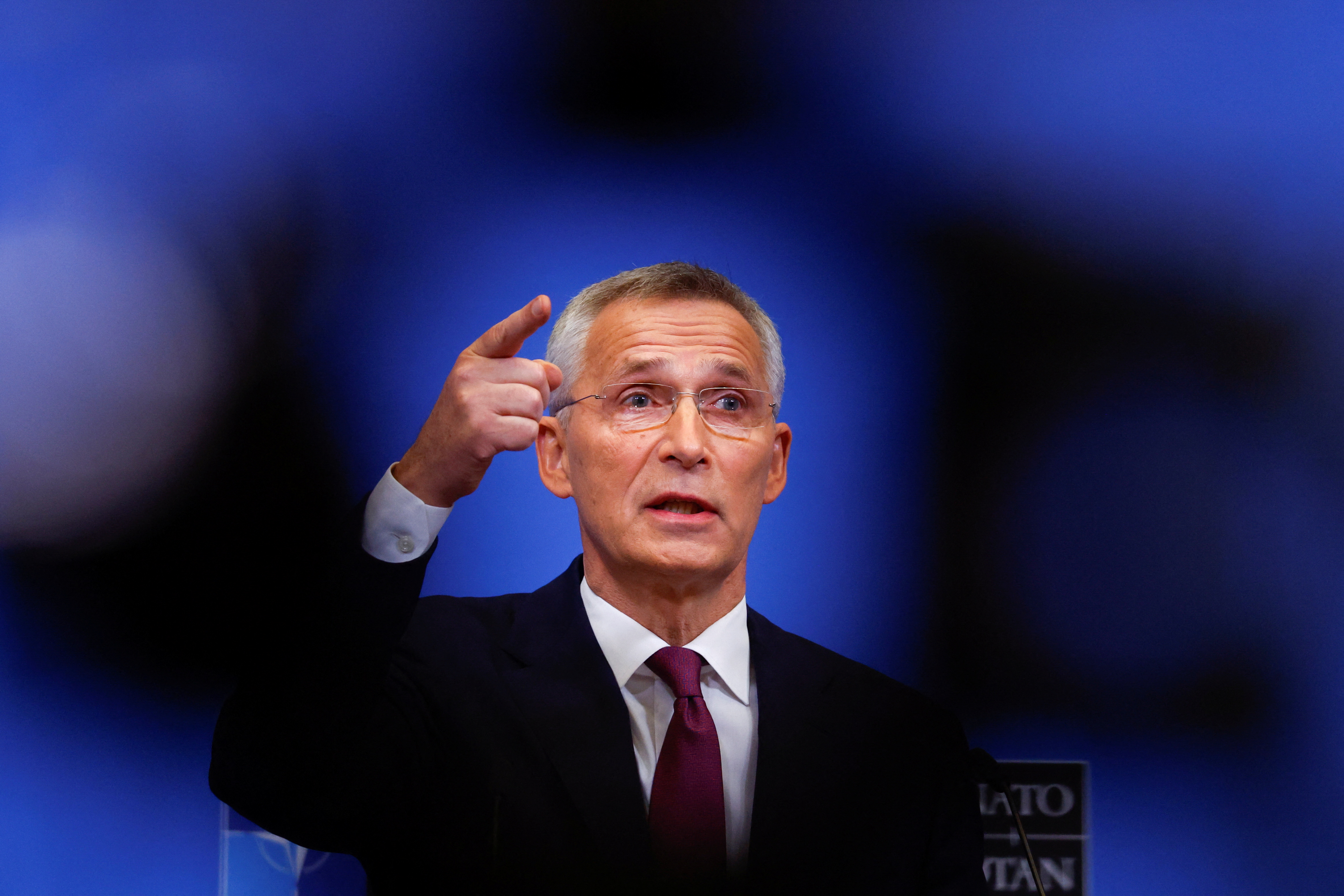NATO Secretary General Stoltenberg attends news conference before NATO summit, in Brussels