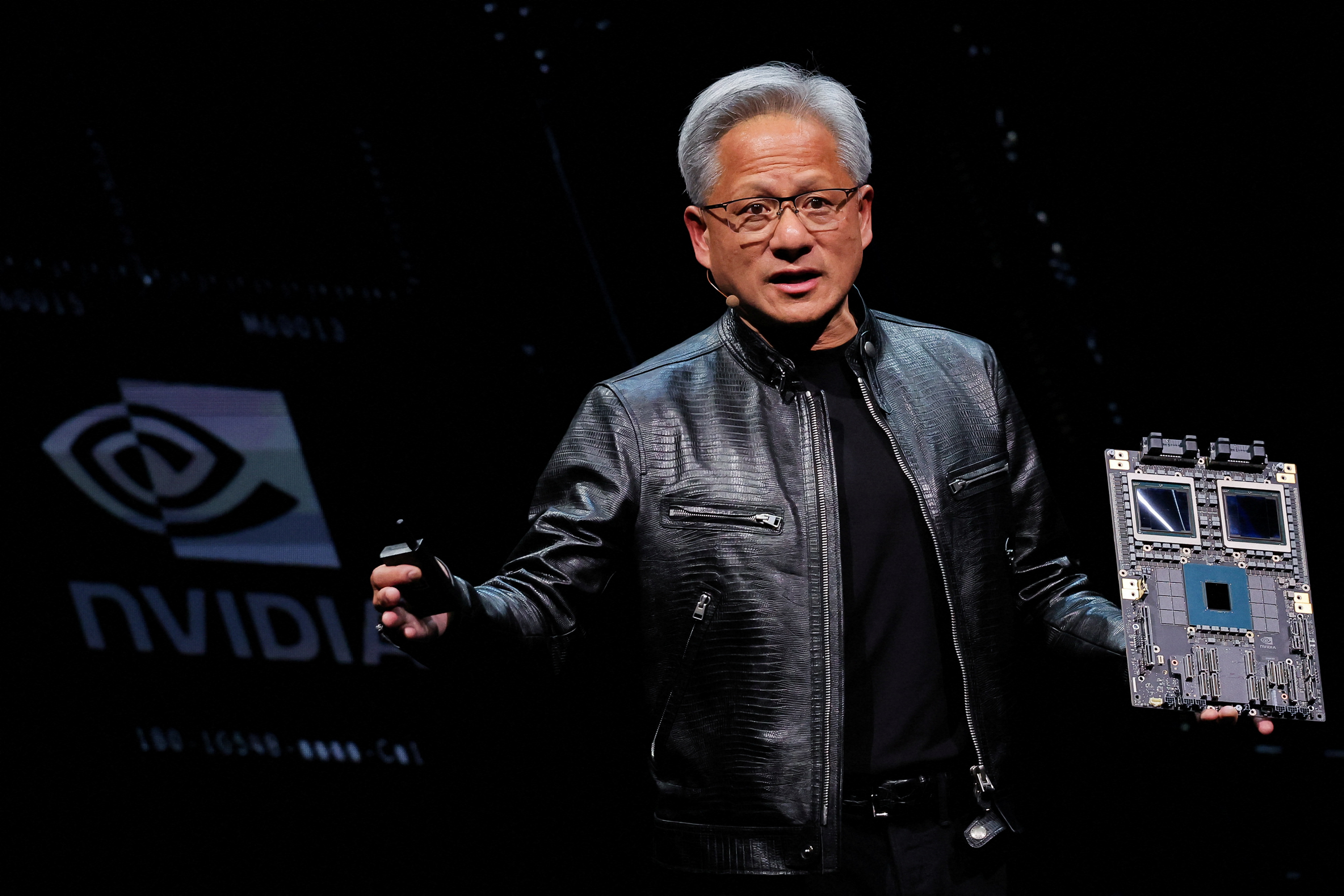 Nvidia CEO Jensen Huang present NVIDIA Blackwell platform at an event ahead of the COMPUTEX forum, in Taipei