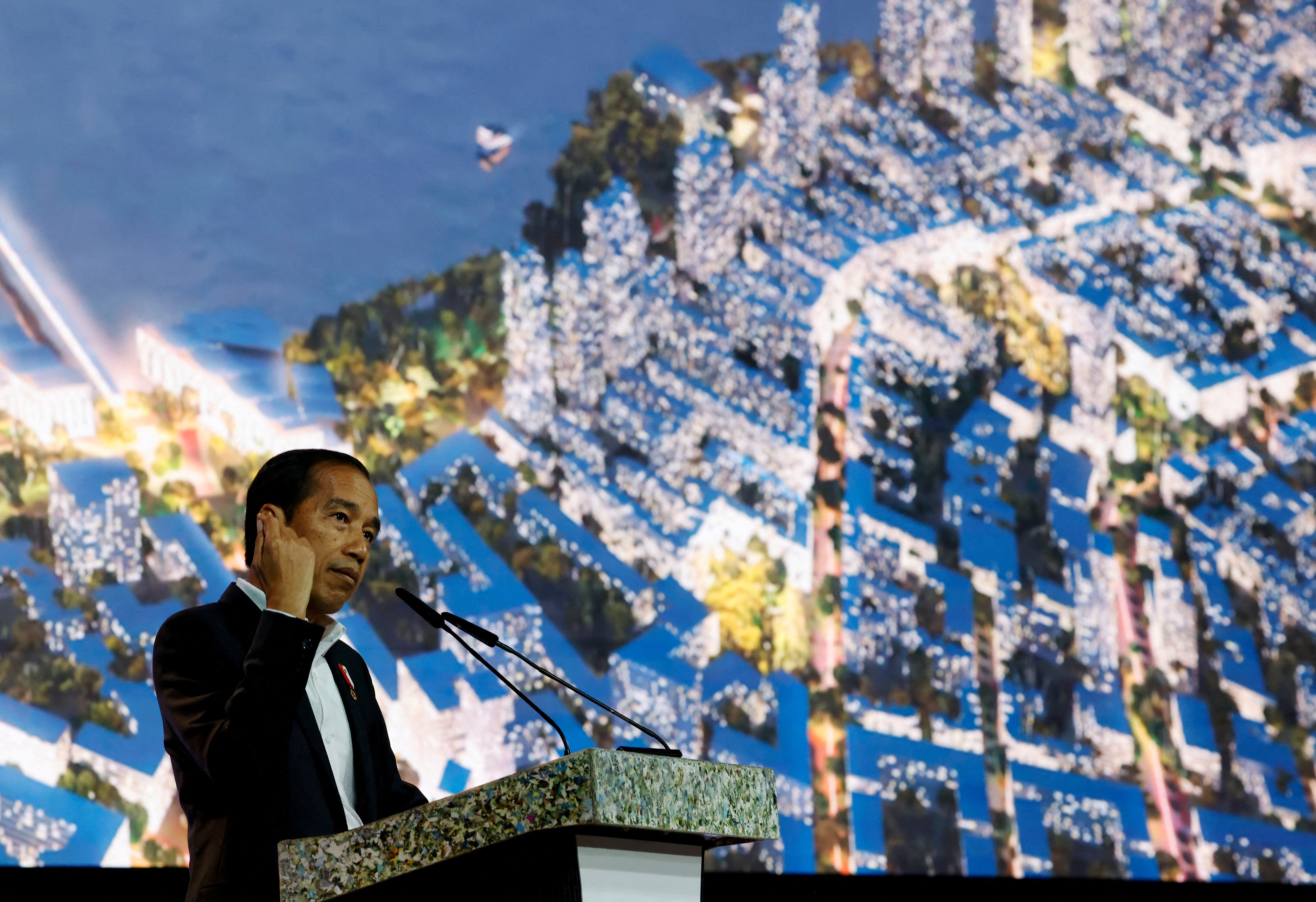 Indonesia's President Joko Widodo speaks about the planned new capital Nusantara, at Ecosperity Week in Singapore