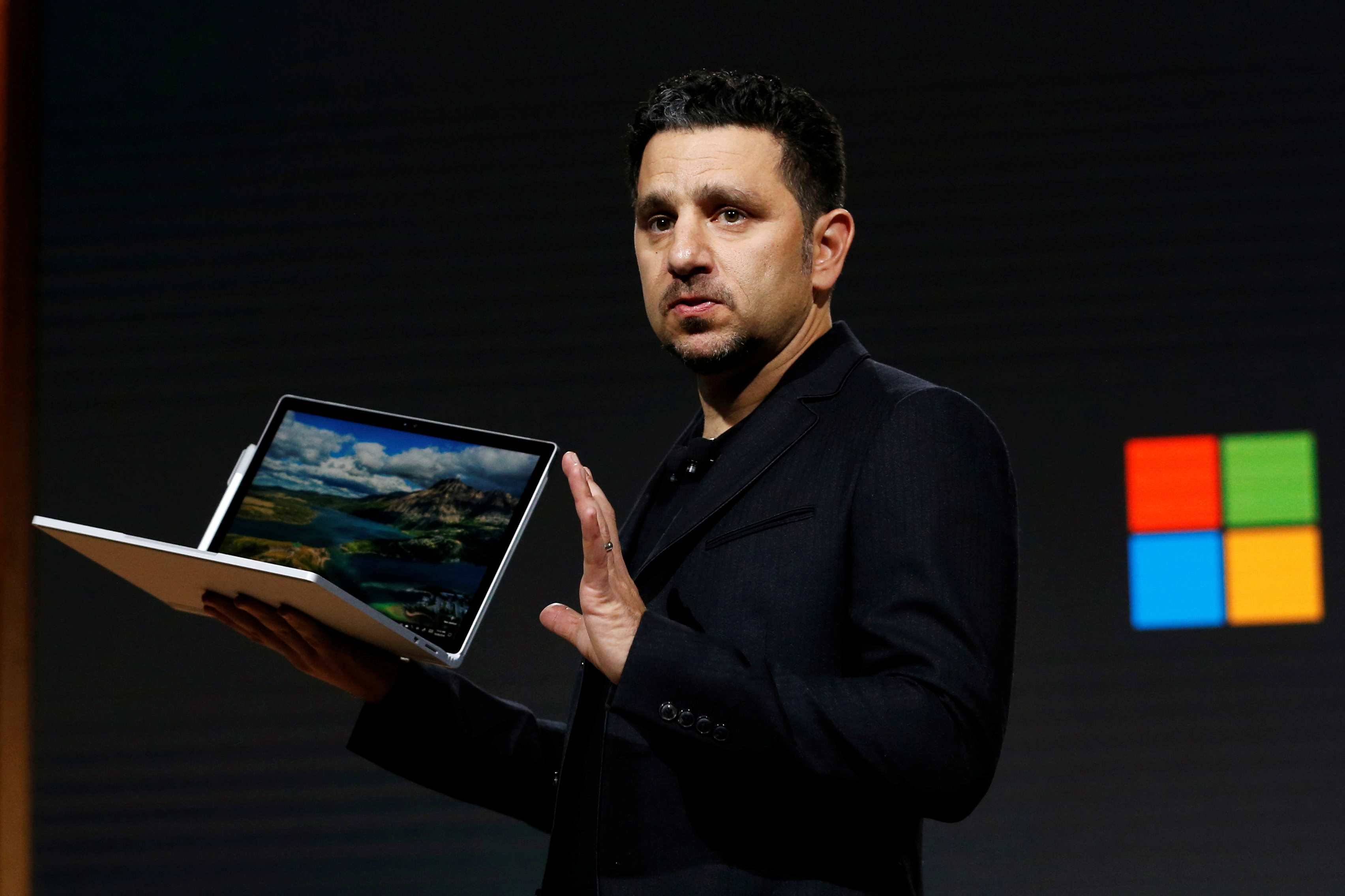 Panos Panay, Corporate Vice President for Surface Computing demonstrates the new Microsoft Surface Studio computer at a live event in the Manhattan borough of New York City