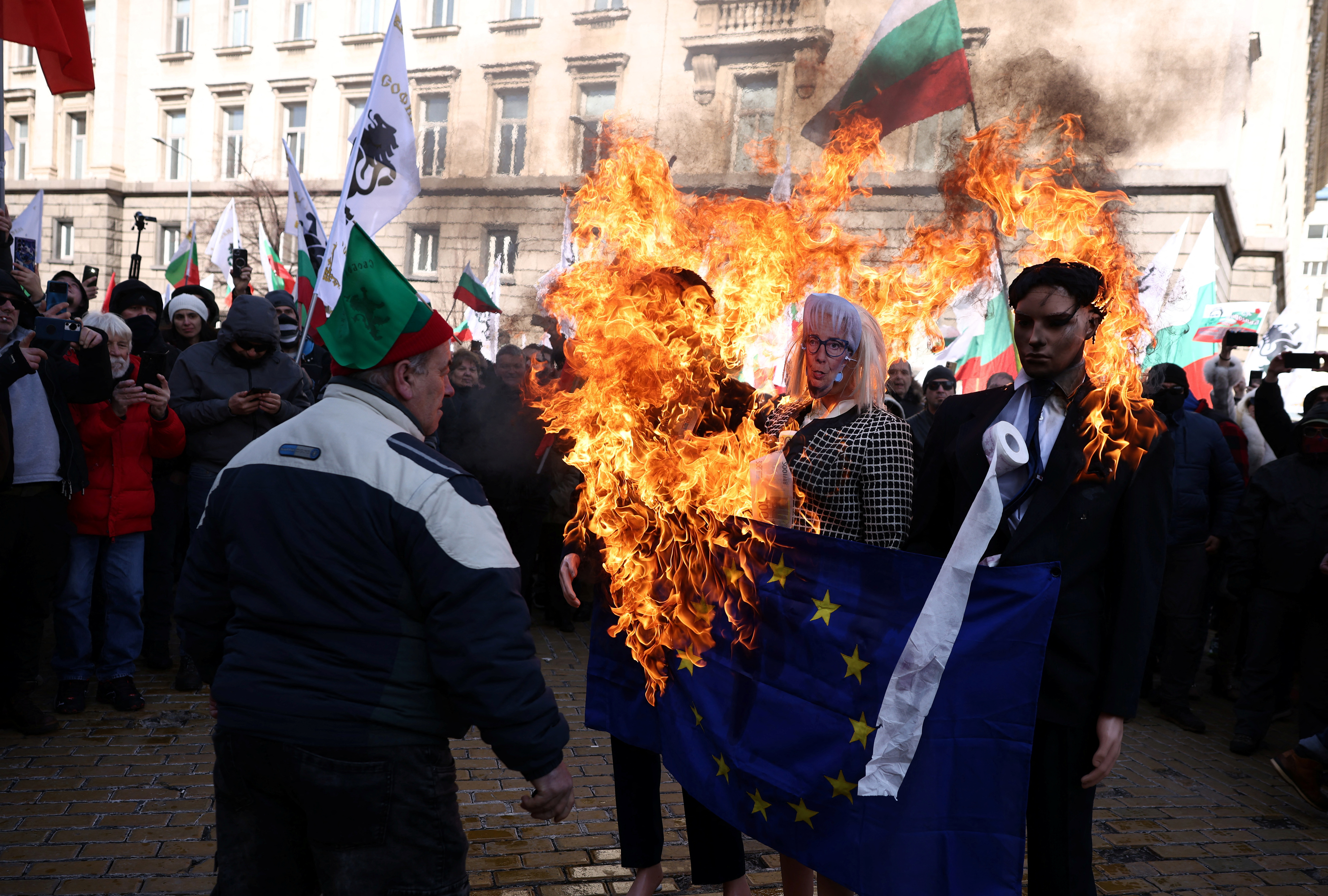 Bulgaria's Revival party protest against the country's plans of joining the euro zone in Sofia