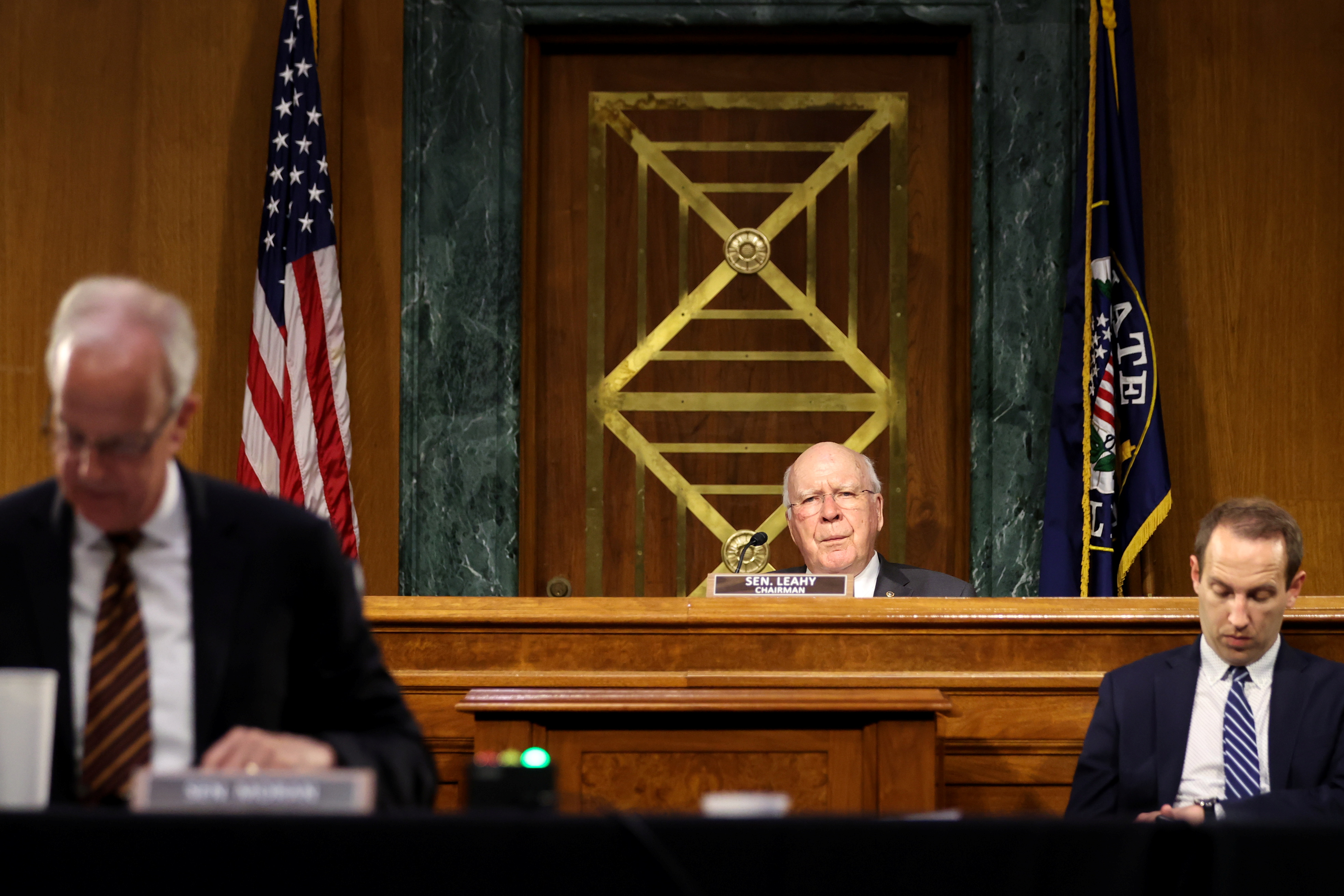 Committee Chairman U.S. Senator Pat Leahy (D-VT) presides as Secretary of State Antony Blinken testifies about the State Department budget before the Senate Appropriations Committee on Capitol Hill in Washington, U.S. June 8, 2021.  REUTERS/Jonathan Ernst