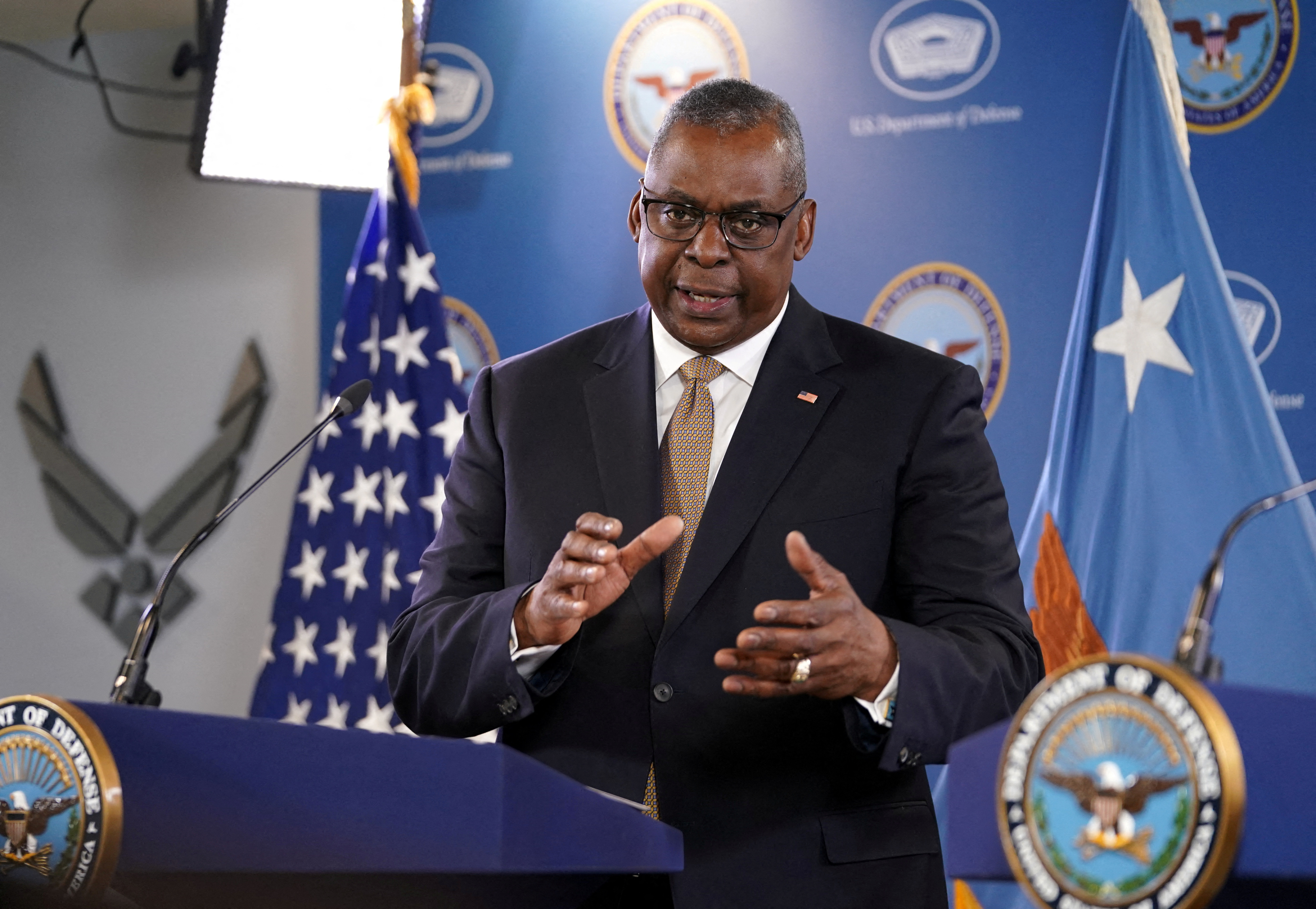 Defense Secretary Austin hold a press conference at the Pentagon, in Washington