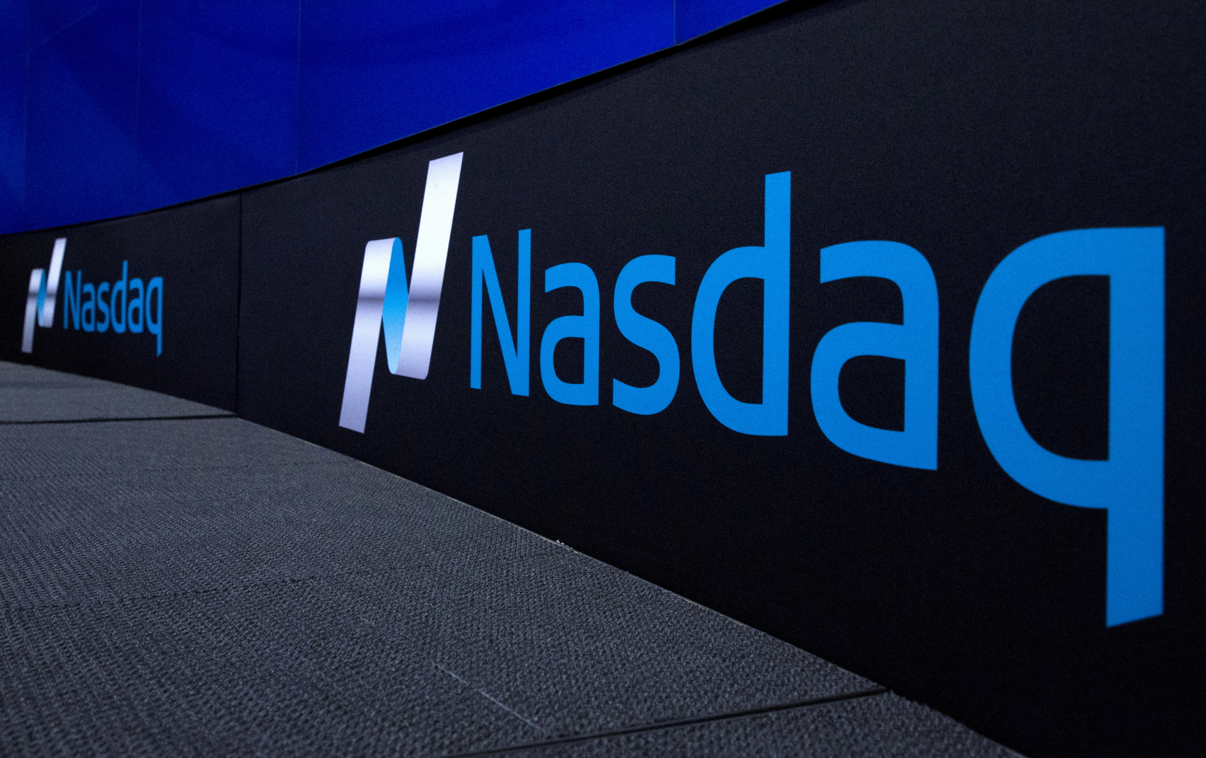 The Nasdaq logo is displayed at the Nasdaq Market site in New York September 2, 2015. REUTERS/Brendan McDermid/File Photo