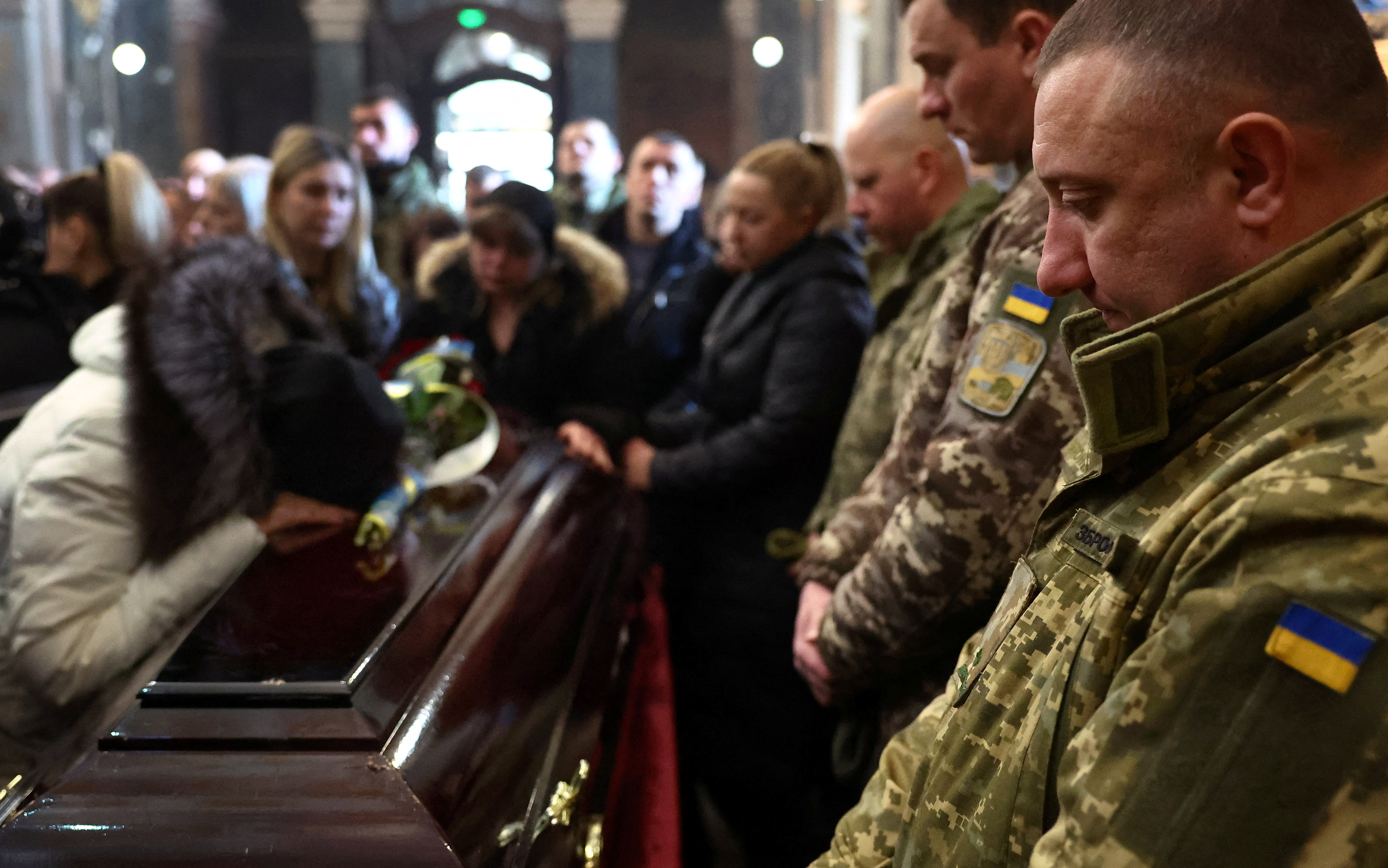 Memorial and funeral service for fallen soldiers following the ongoing Russian invasion in Lviv