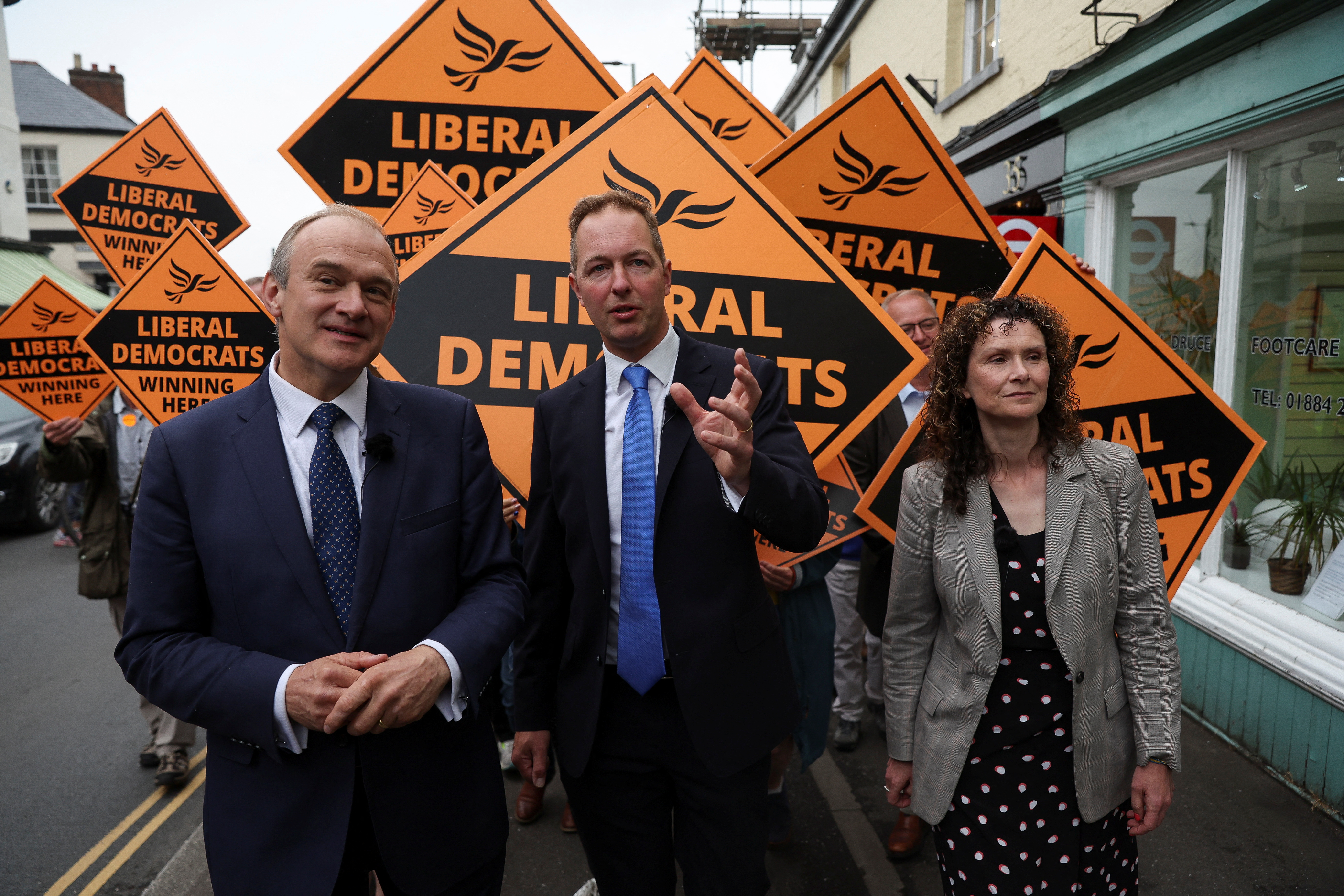 Liberal Democrats party candidate Richard Foord holds a victory rally in Tiverton
