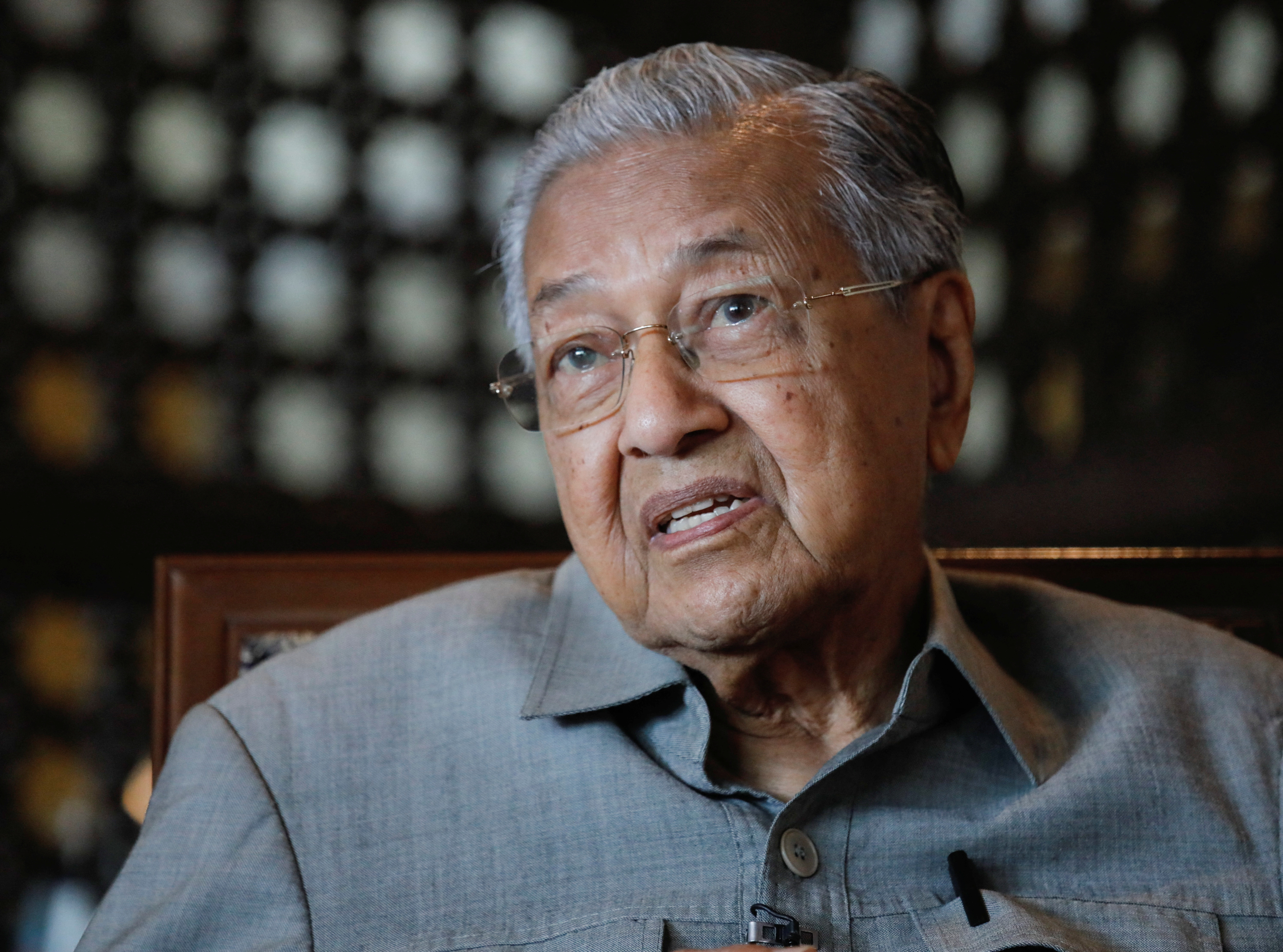 Former Malaysian Prime Minister Mahathir Mohamad speaks during an interview in Putrajaya