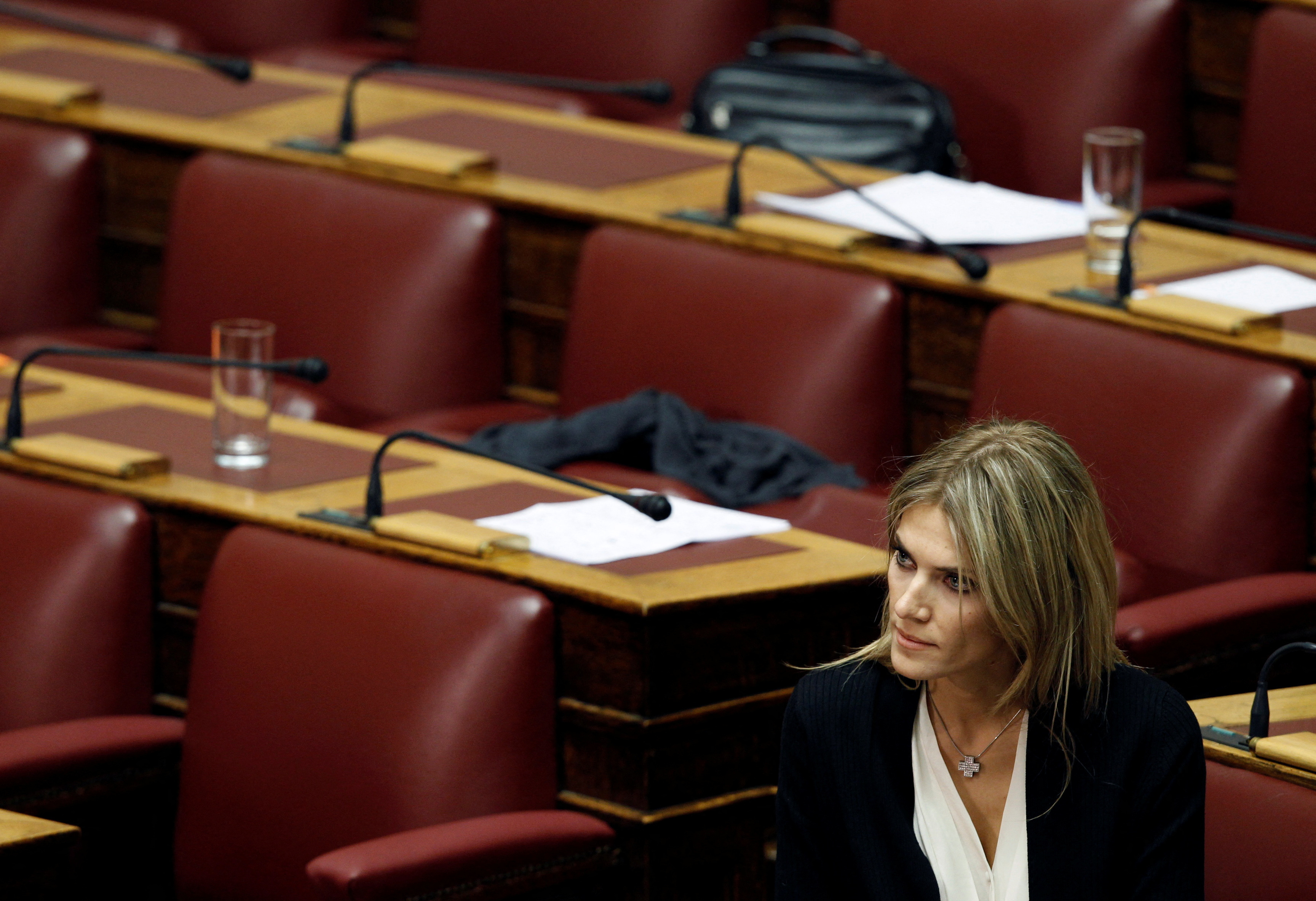 Lawmaker Eva Kaili attends a socialist meeting in Athens