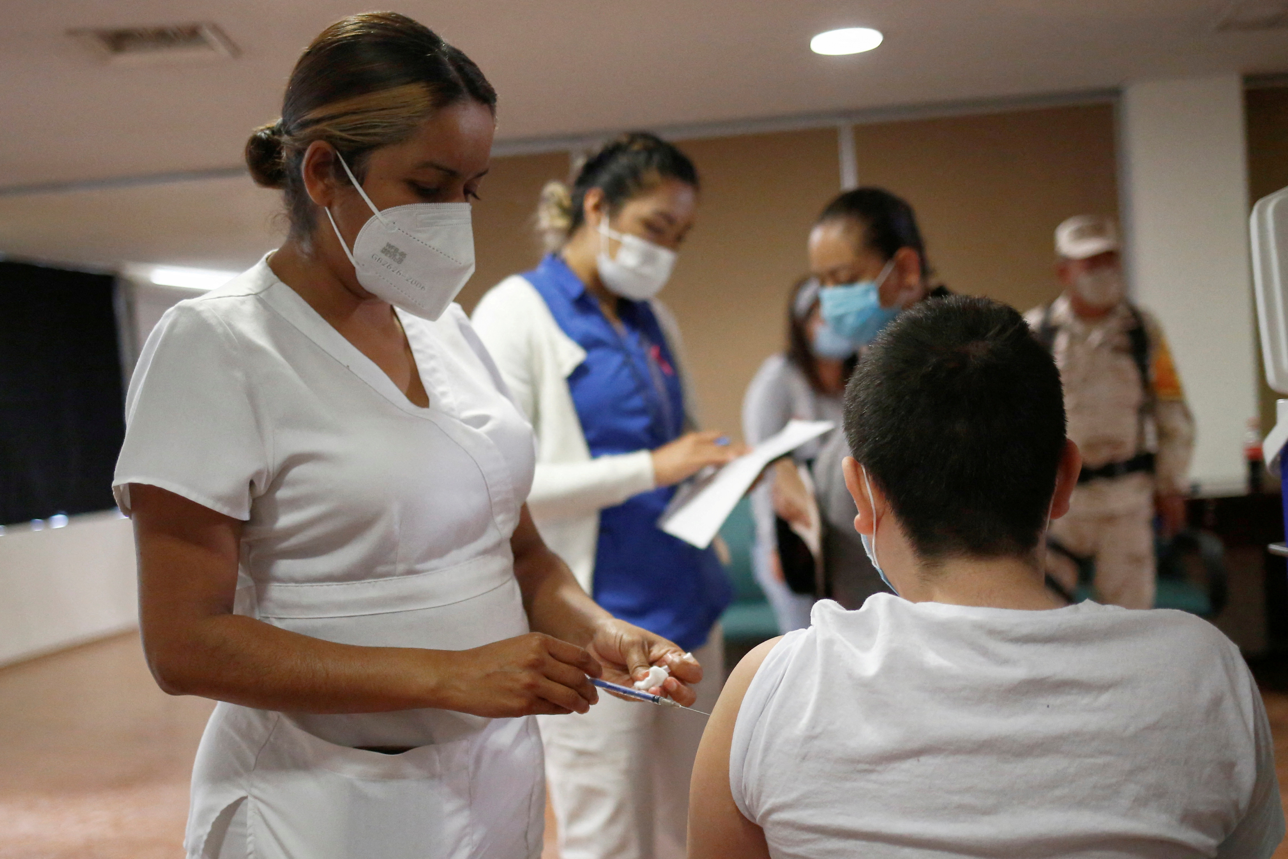 Children receive vaccination against the coronavirus disease (COVID-19) in Ciudad Juarez