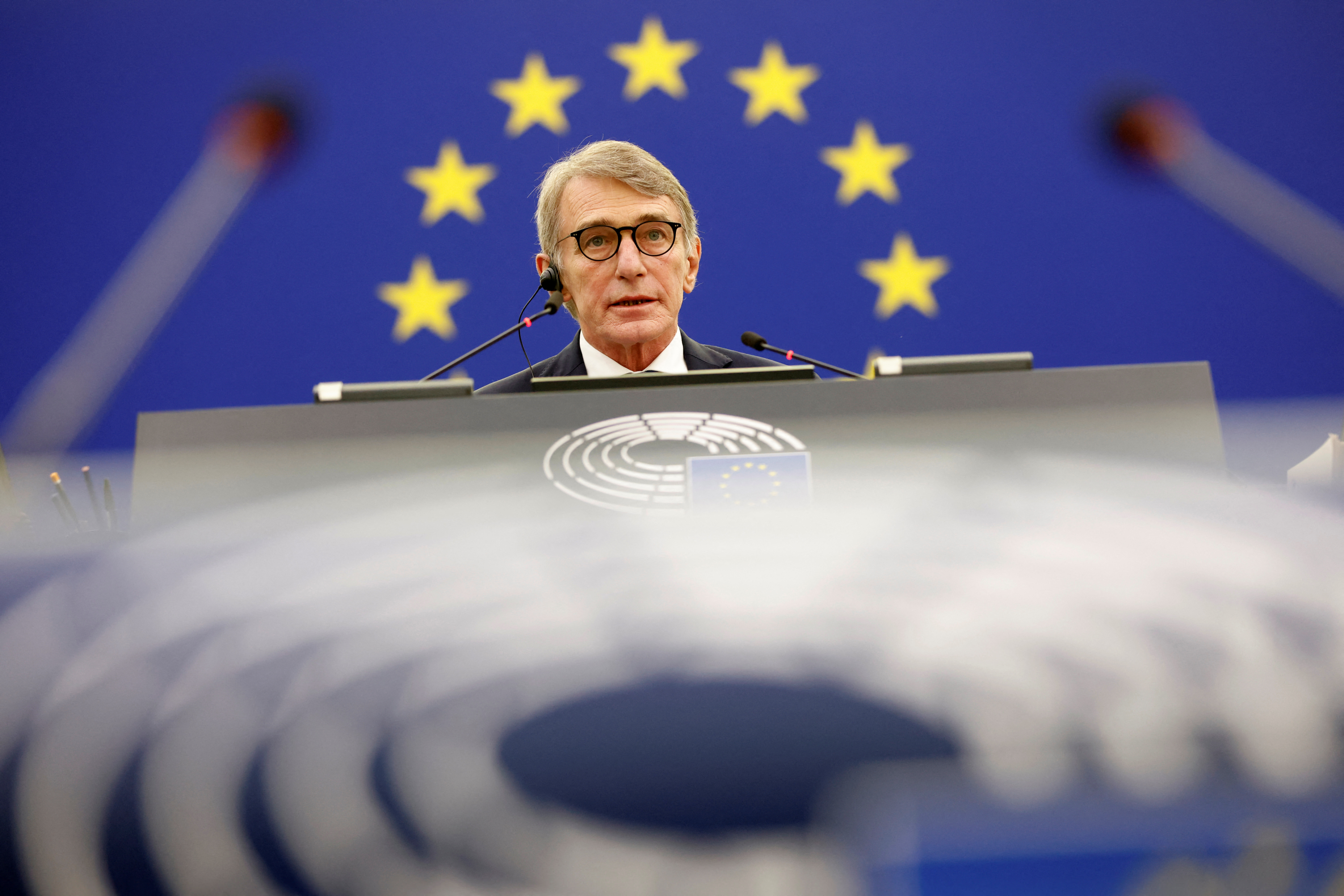 European Parliament President David Sassoli chairs a plenary session at the European Parliament