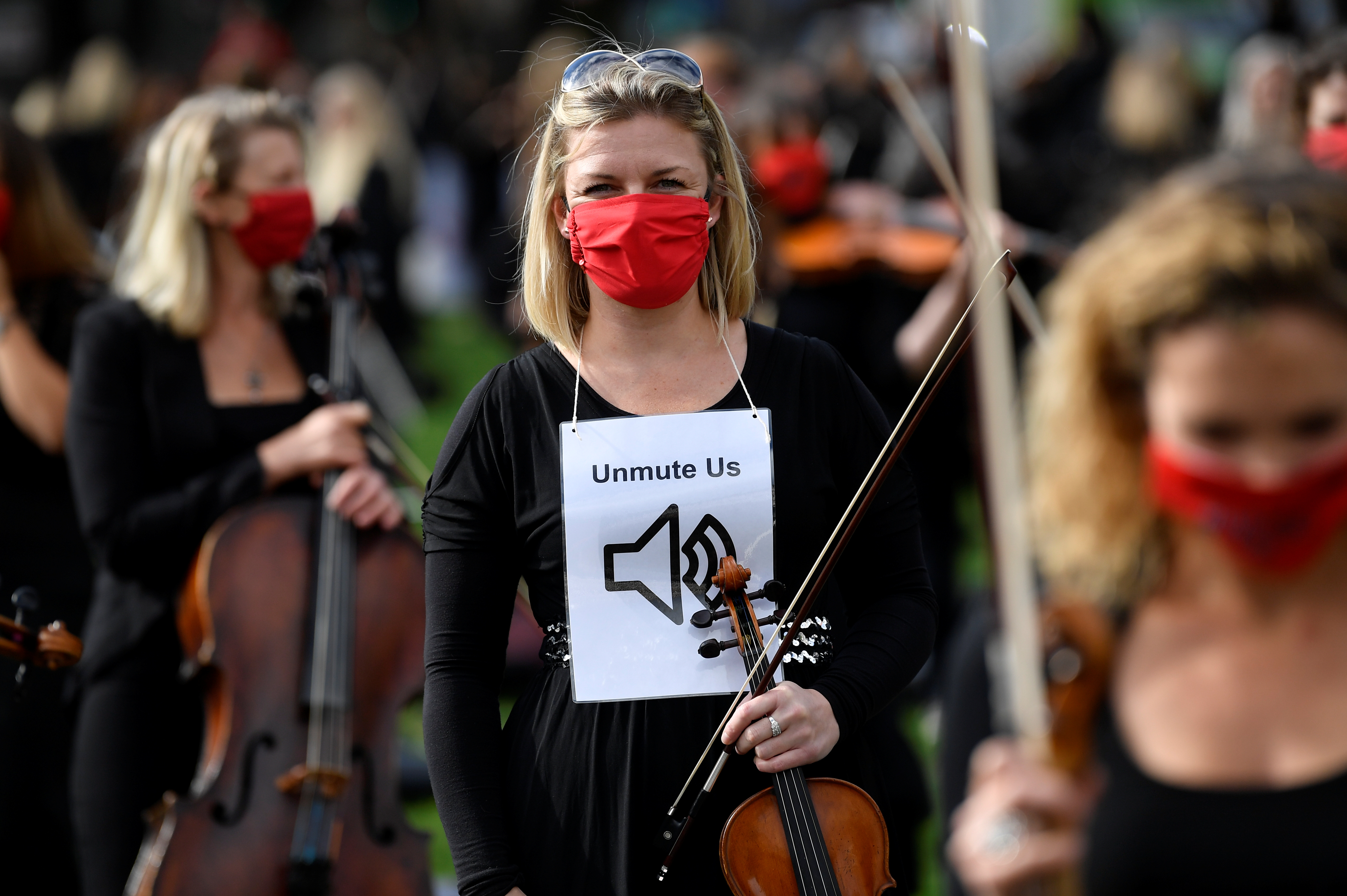 Musicians protest highlighting their inability to perform live or work during the coronavirus disease (COVID-19) pandemic