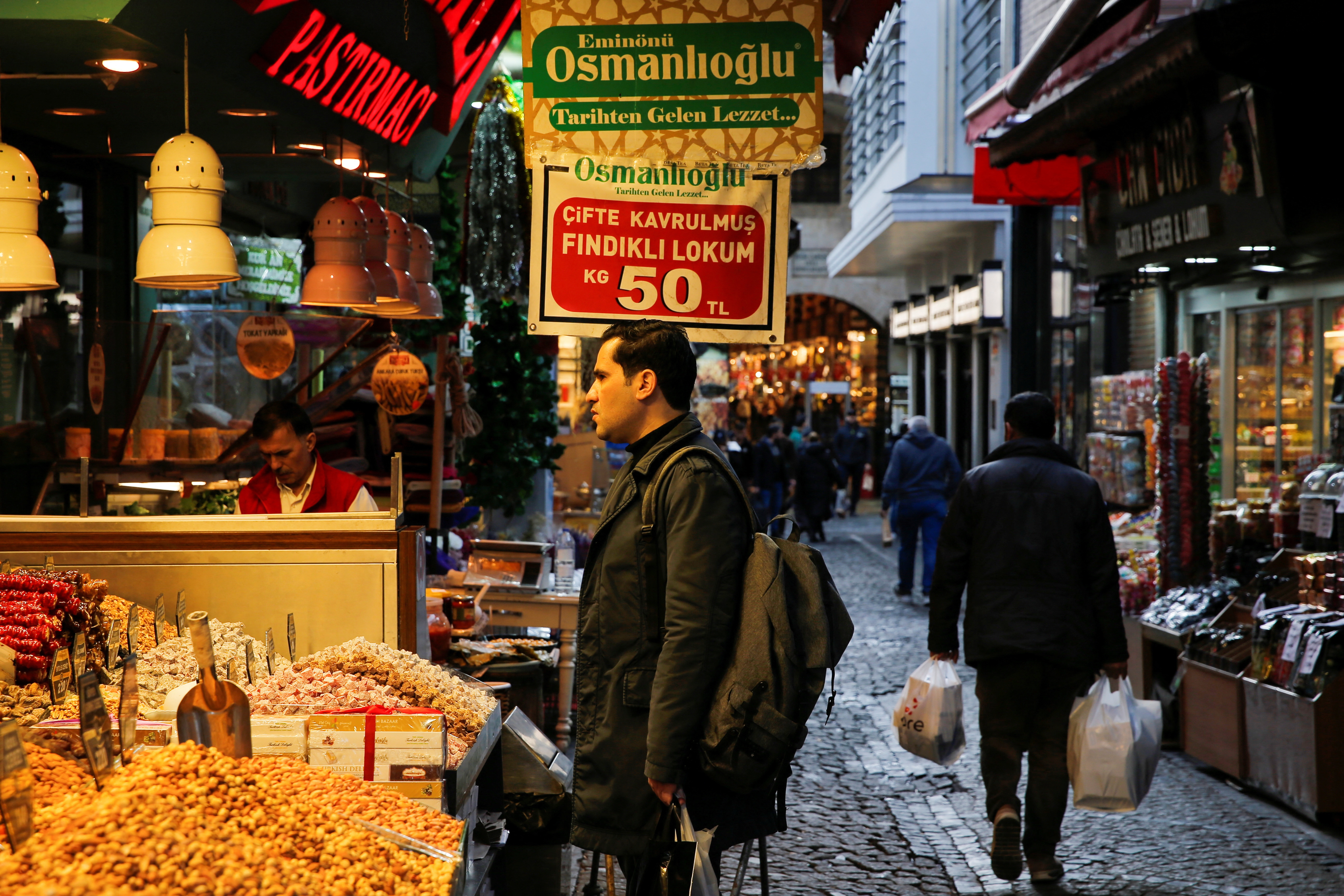 A customer shops in Istanbul