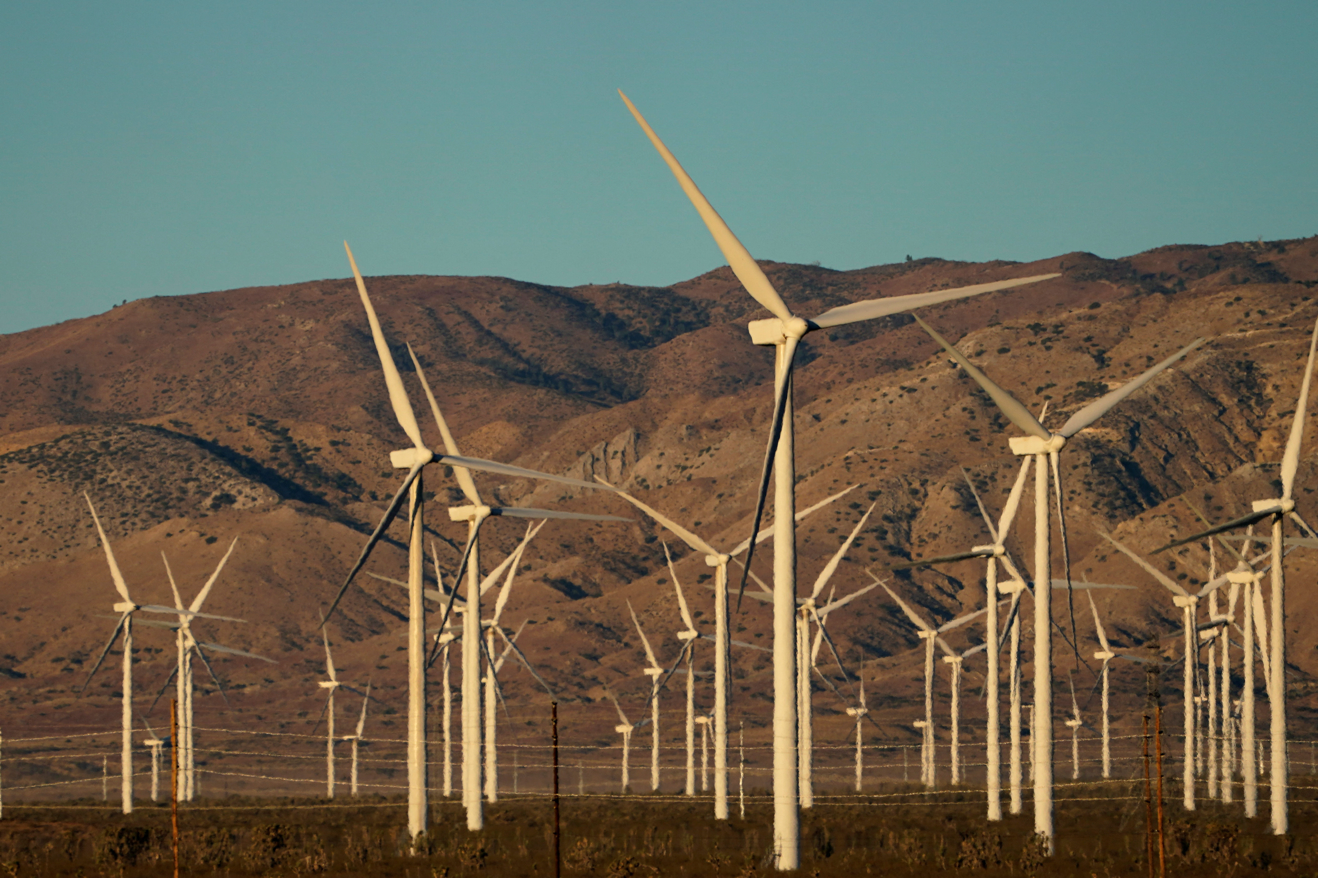 construction projects delays A wind farm is shown in Movave, California