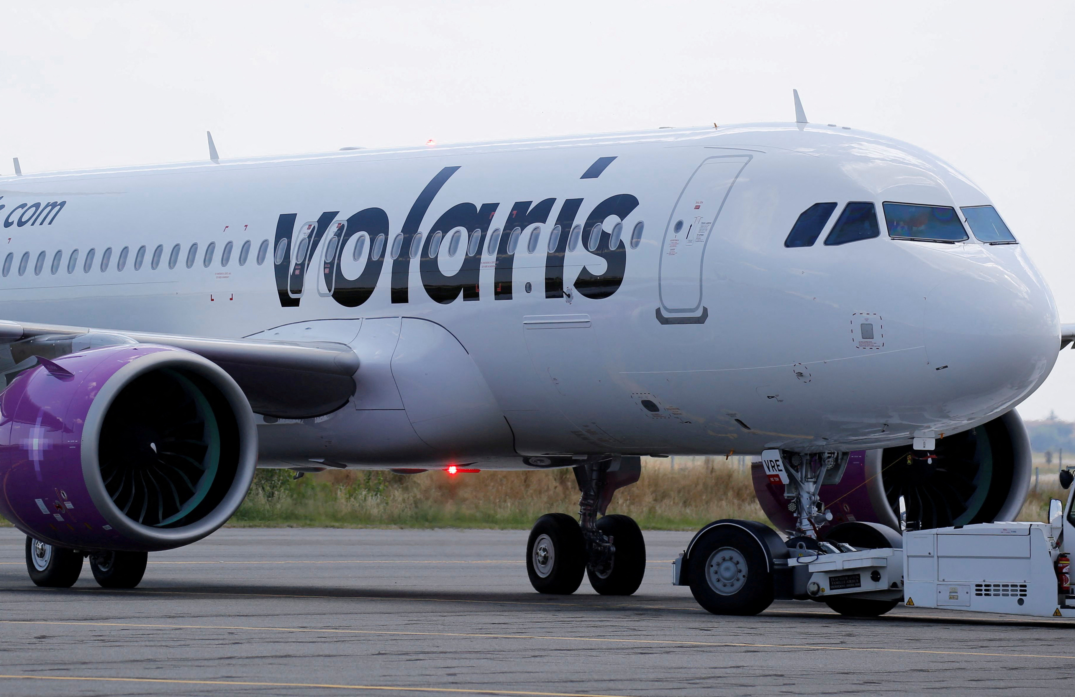 Am Airbus A320neo passenger aircraft of Mexican low-cost air carrier Volaris is pictured on the tarmac in Colomiers near Toulouse