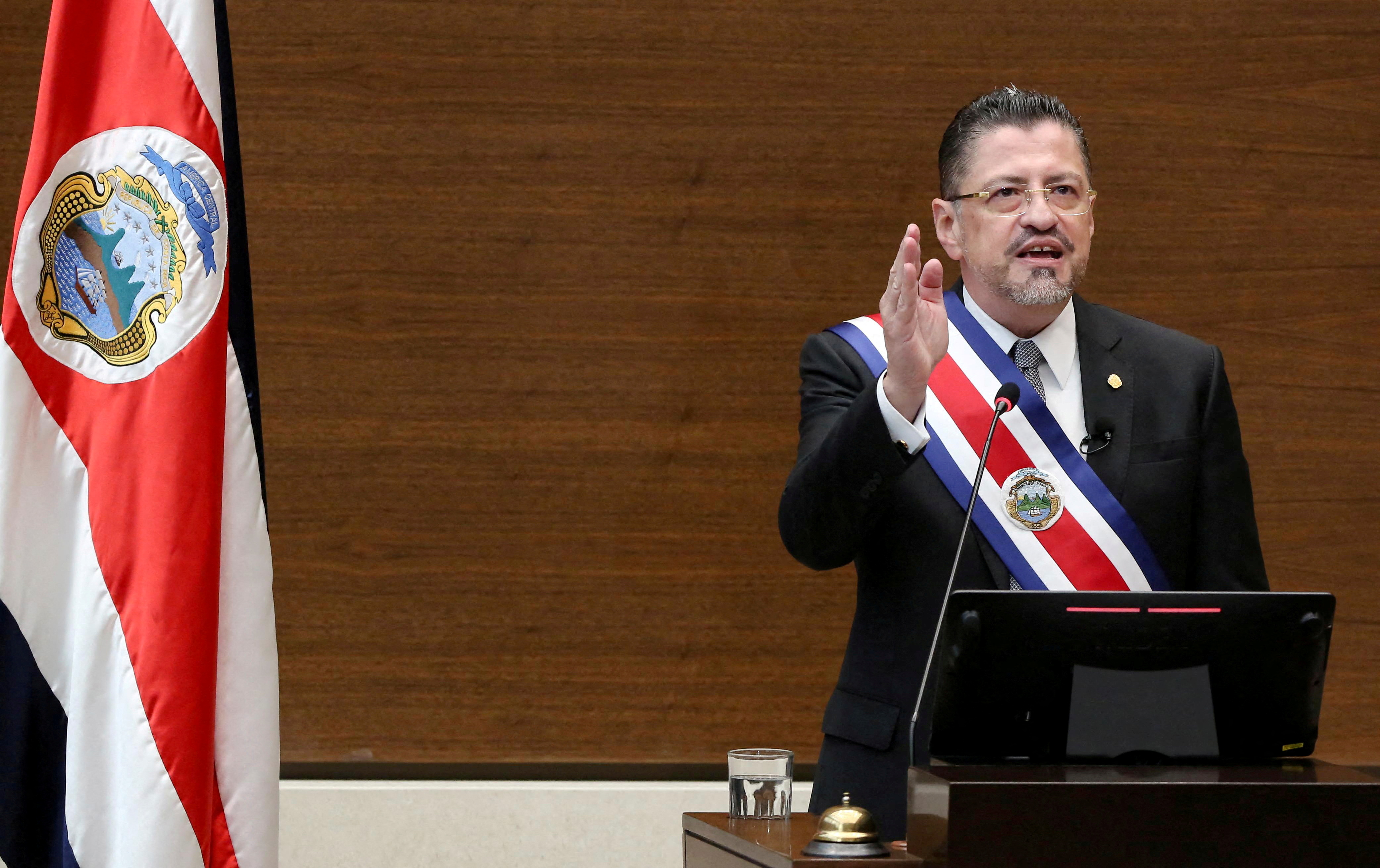 Rodrigo Chaves is sworn in as Costa Rica's new president, in San Jose